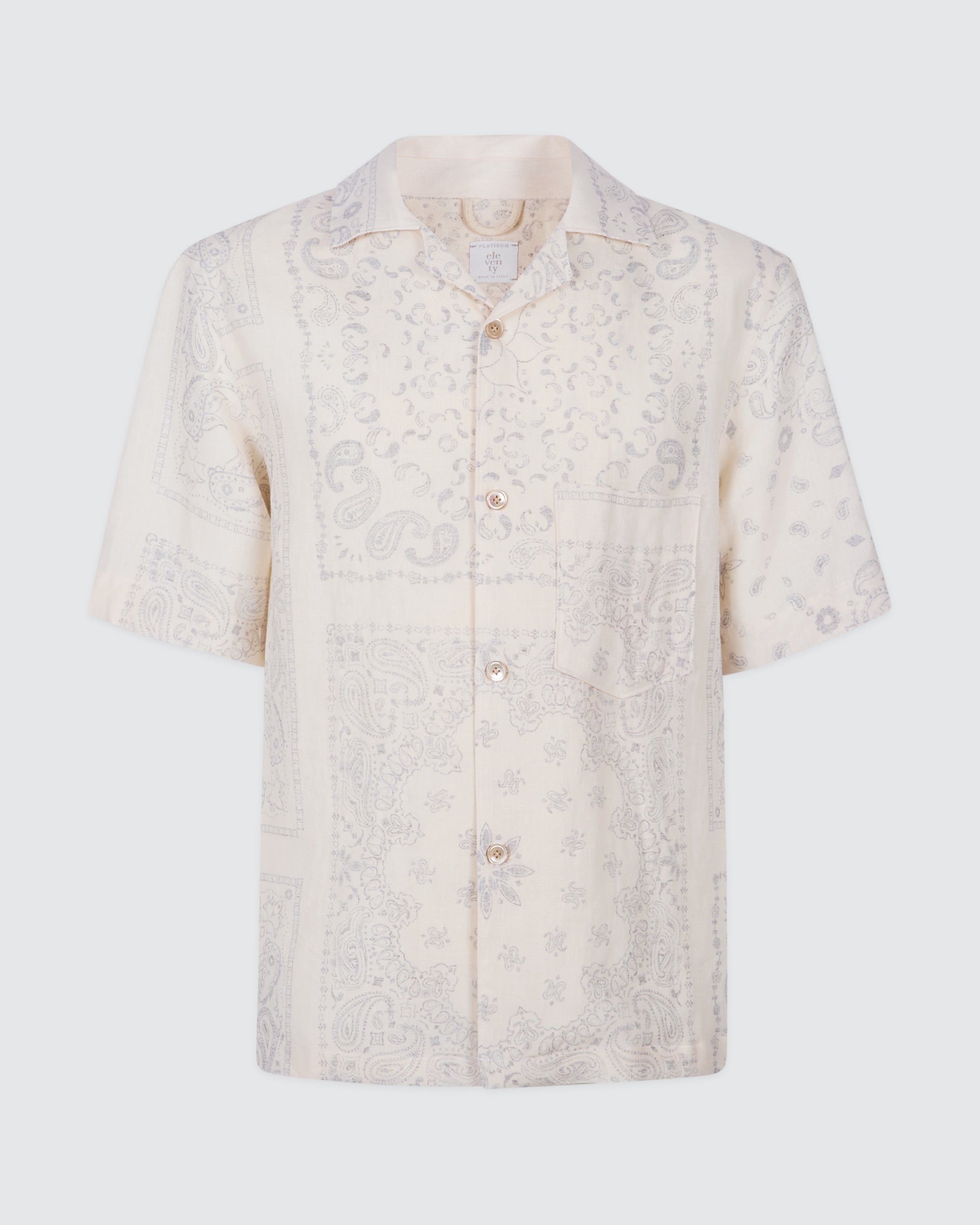 Men's Short Sleeve Paisley Linen Bowling Shirt - 4