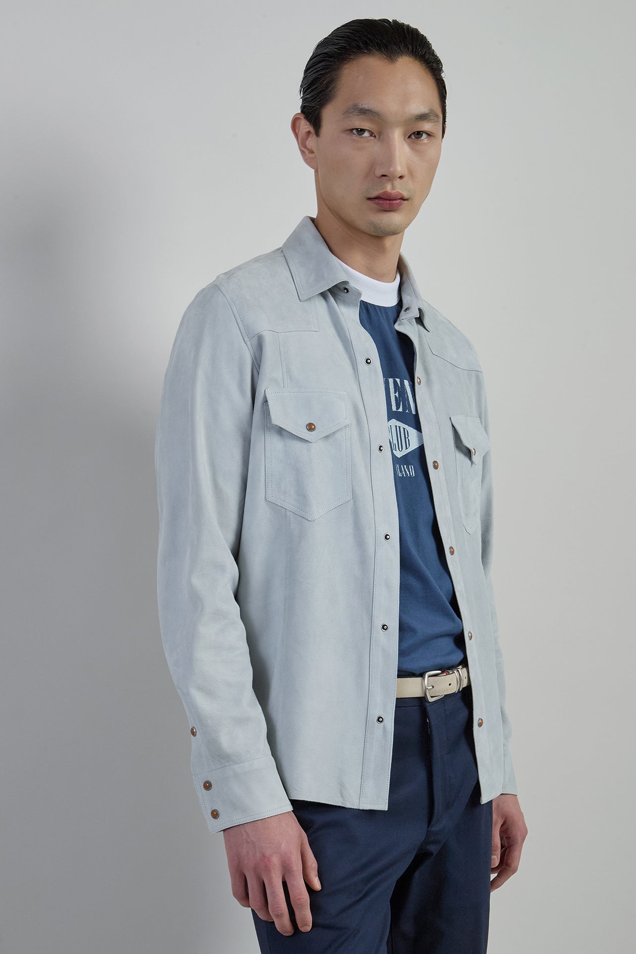 Camicia Texas in Suede Nappizzato e Pelle Scamosciata - 1