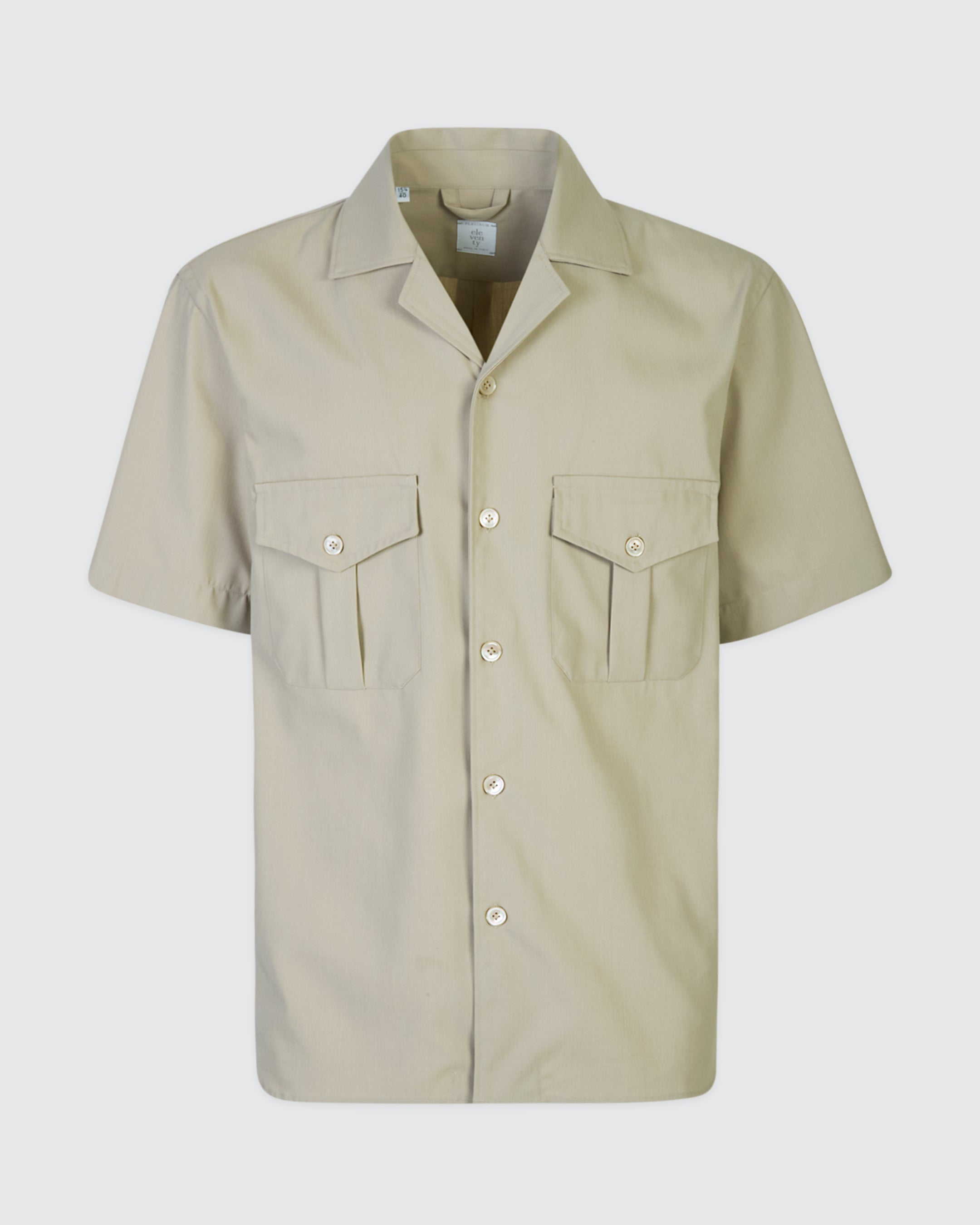 Men's Short Sleeve Cotton Shirt with Bowling Collar - 4