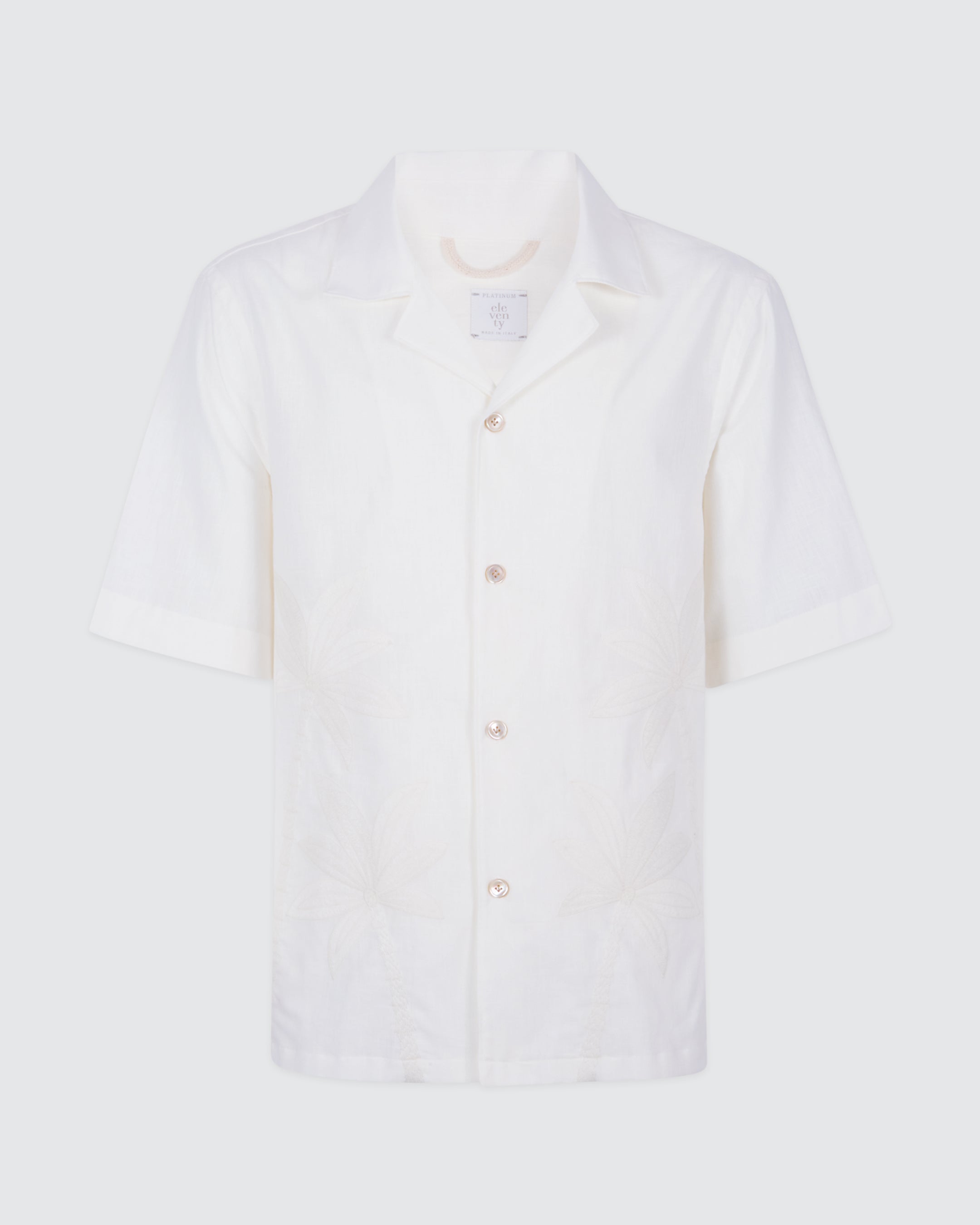 Embroidered Cotton Shirt with Bowling Collar - 4