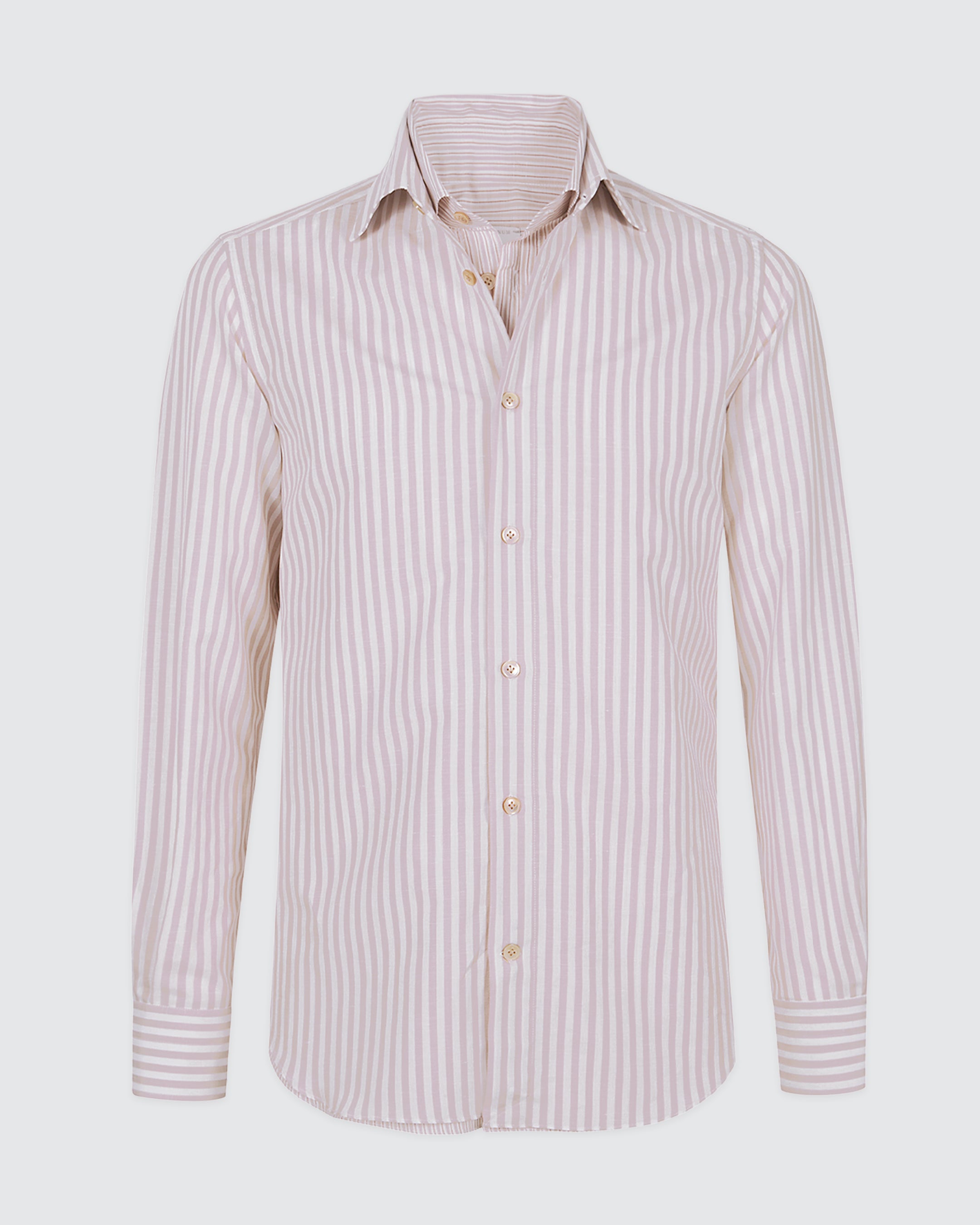 Men's Dandy Double Collar Striped Cotton and Linen Shirt 26-26