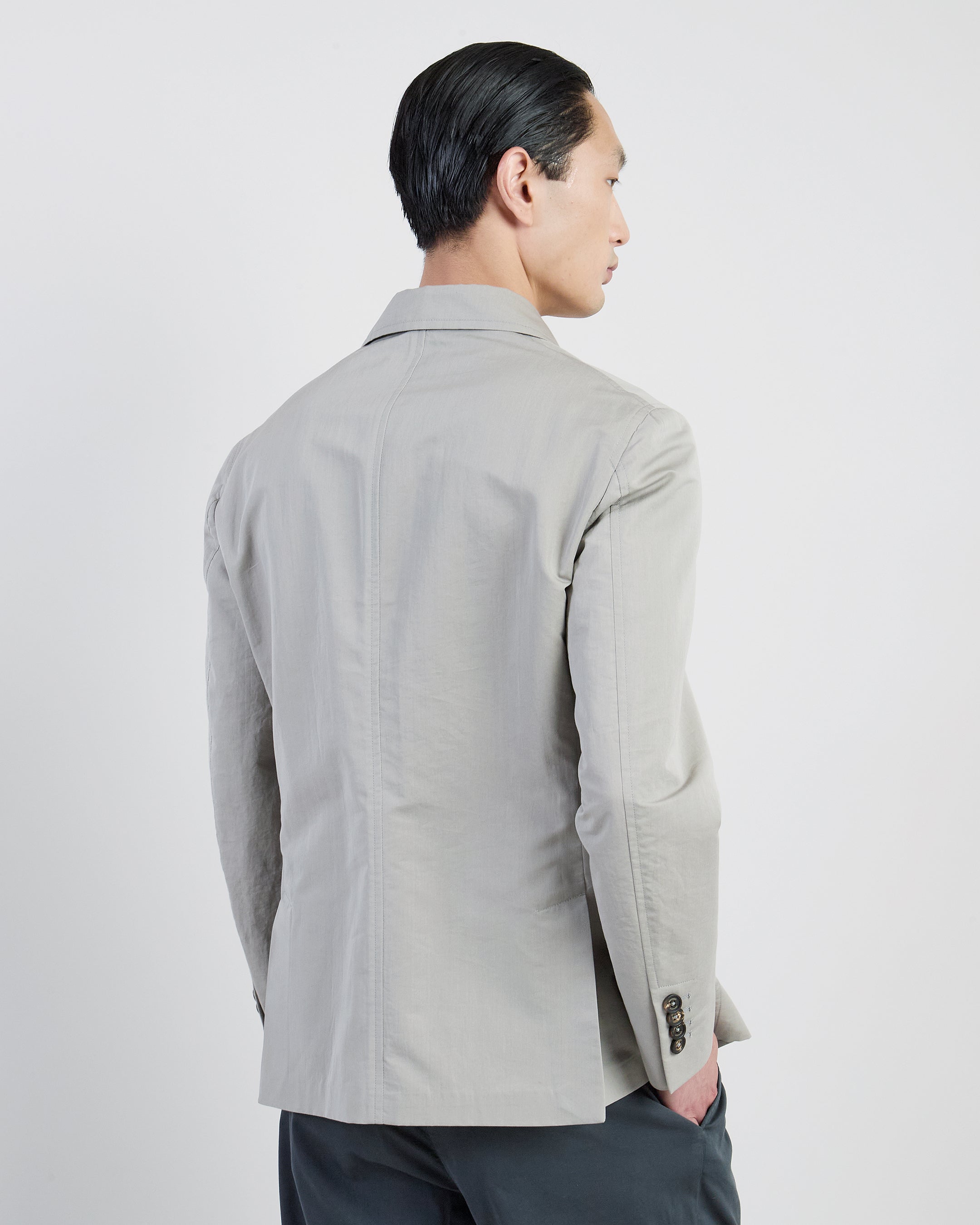 Men's Double-Breasted Peacoat in Cotton and Silk Blend alternative