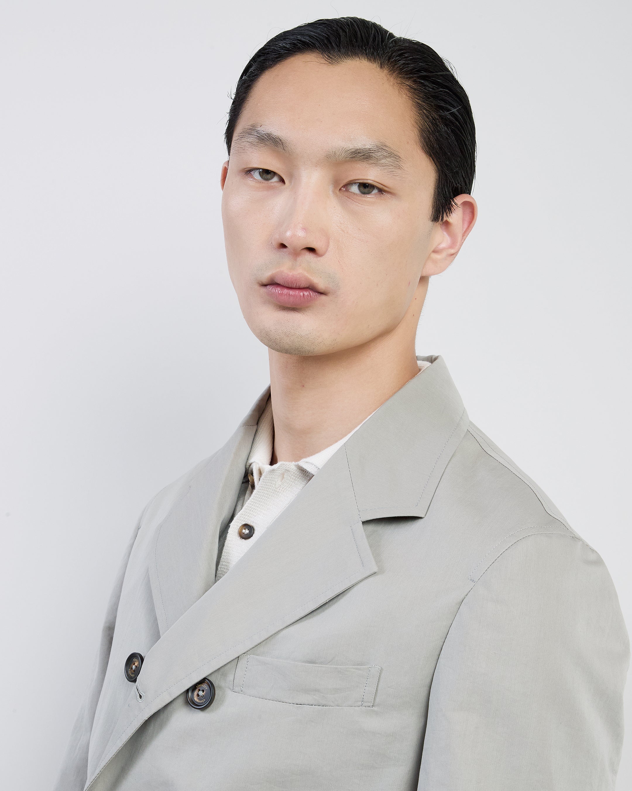 Men's Double-Breasted Peacoat in Cotton and Silk Blend - 3