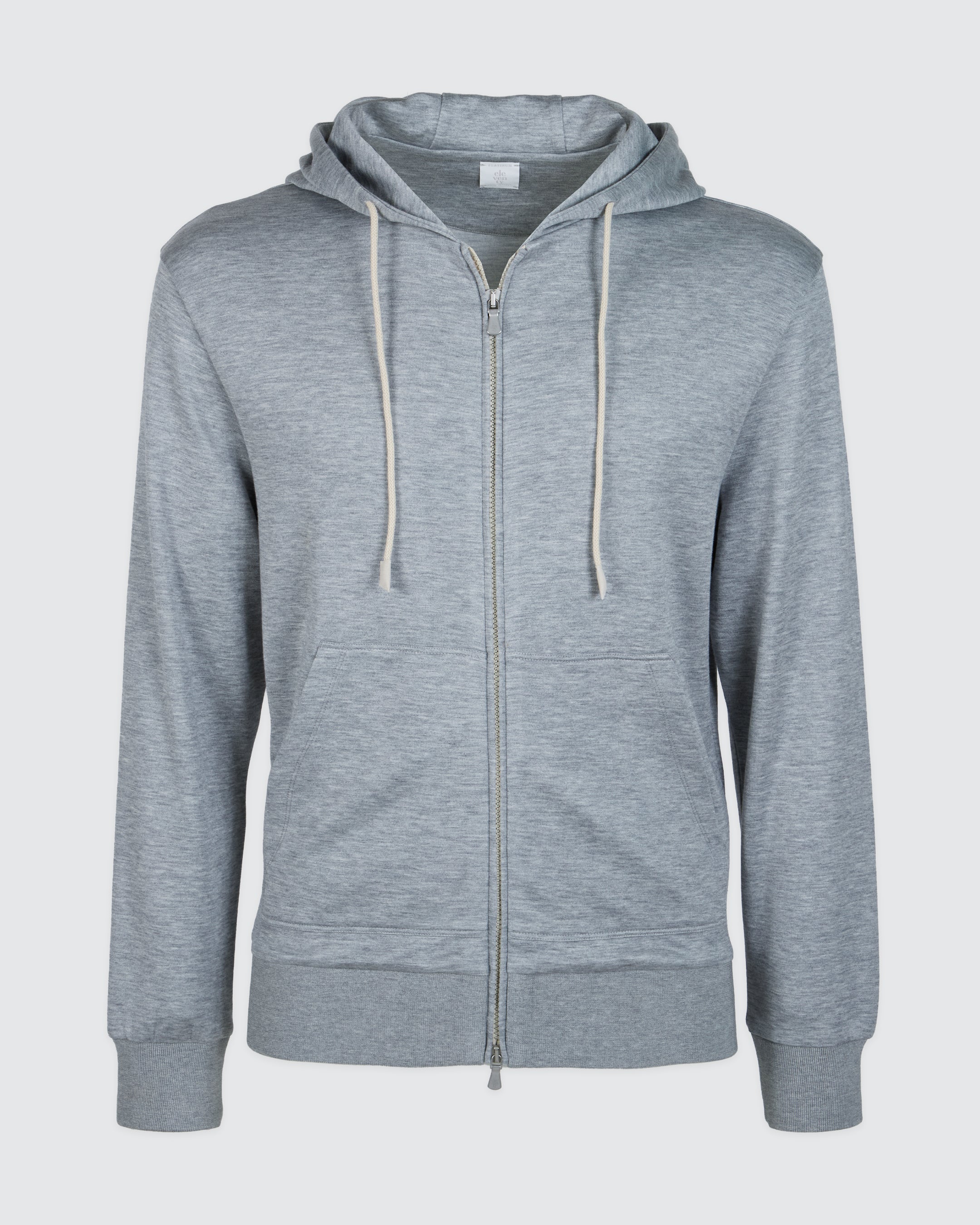 Men's Full Zip Silk Cotton Hoodie with Alcantara Details