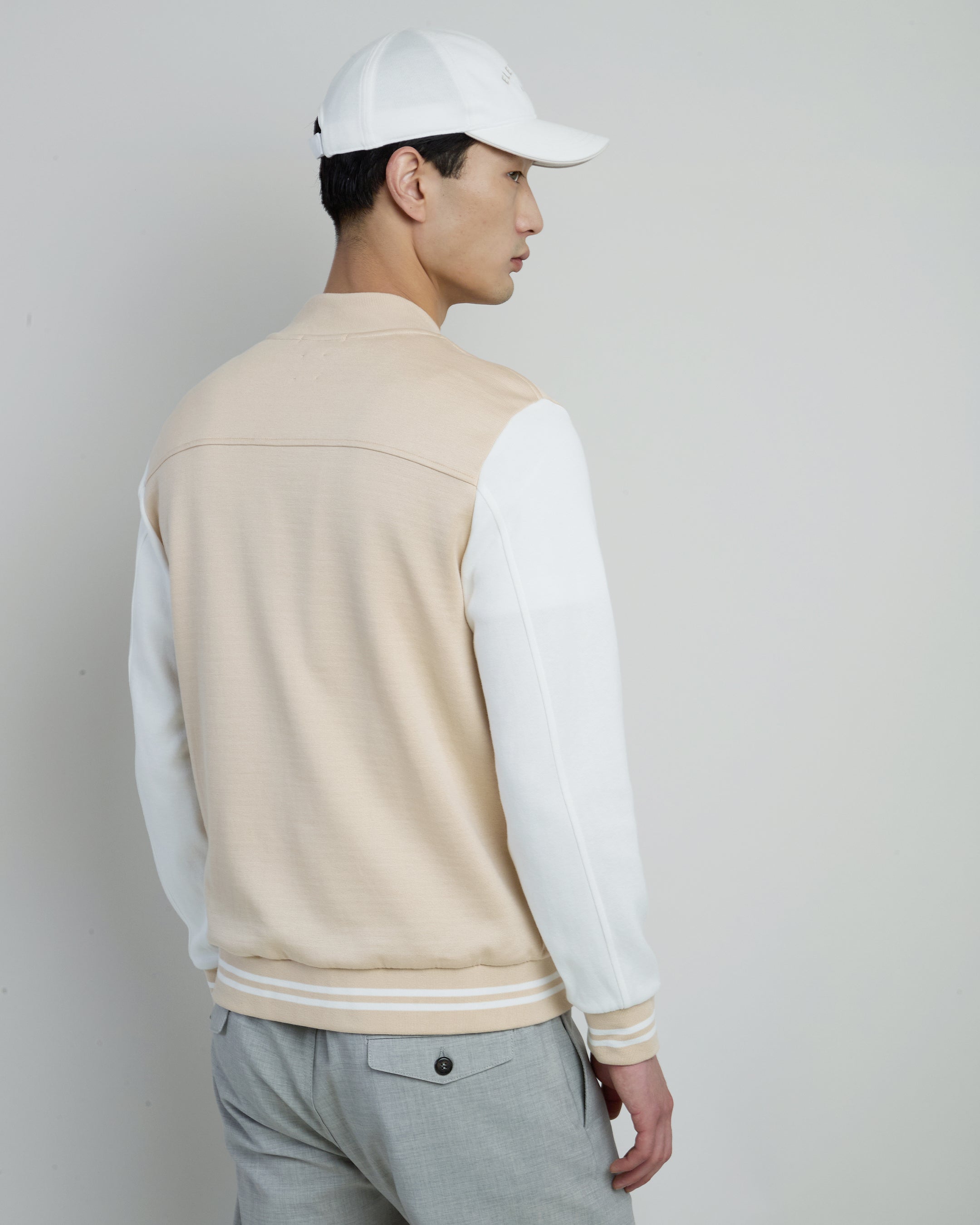 Giza Cotton Full-Zip Bomber Jacket with Ribbed Cuffs alternative