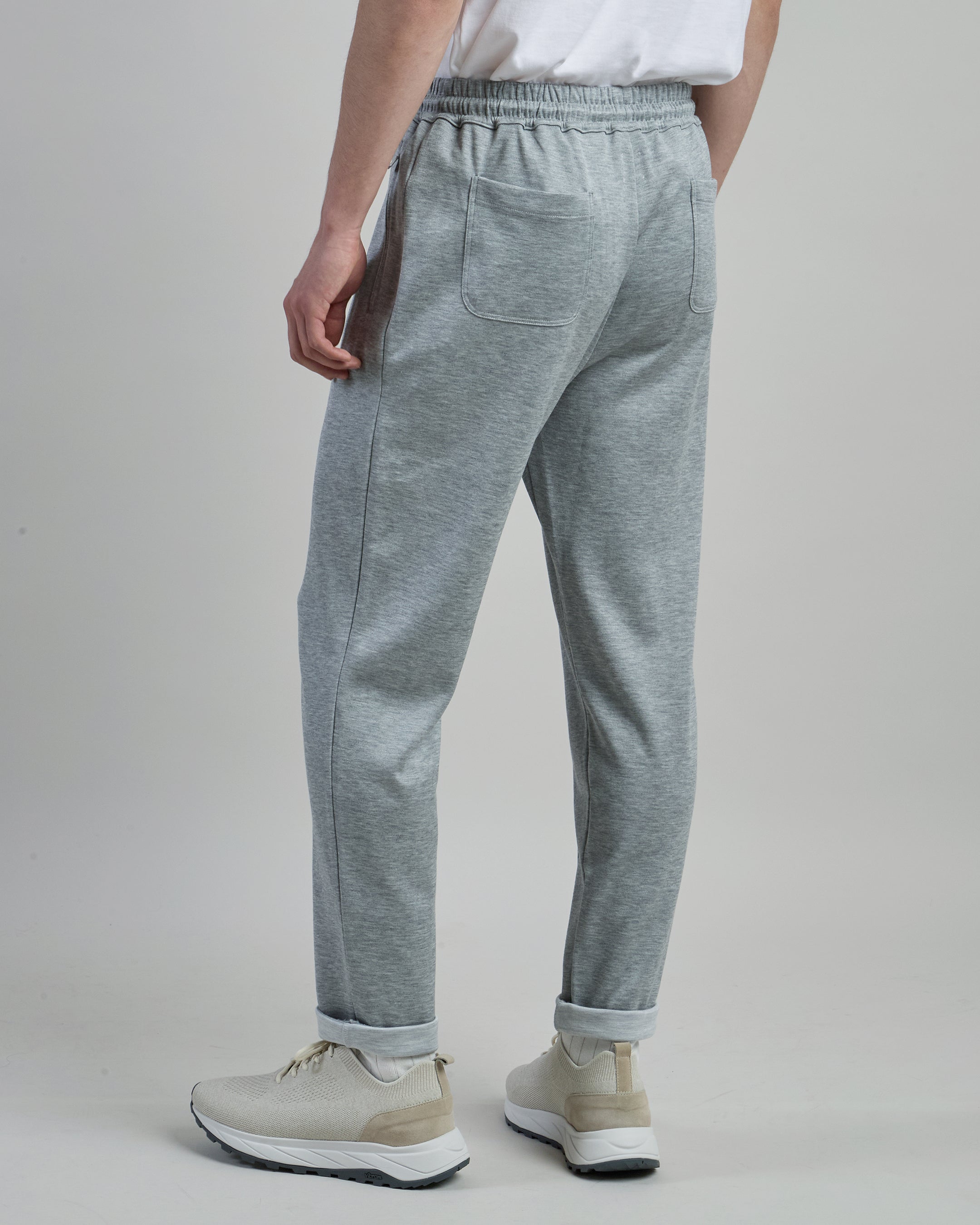 Men's Silk and Cotton Jogger Trousers with Drawstring - 2