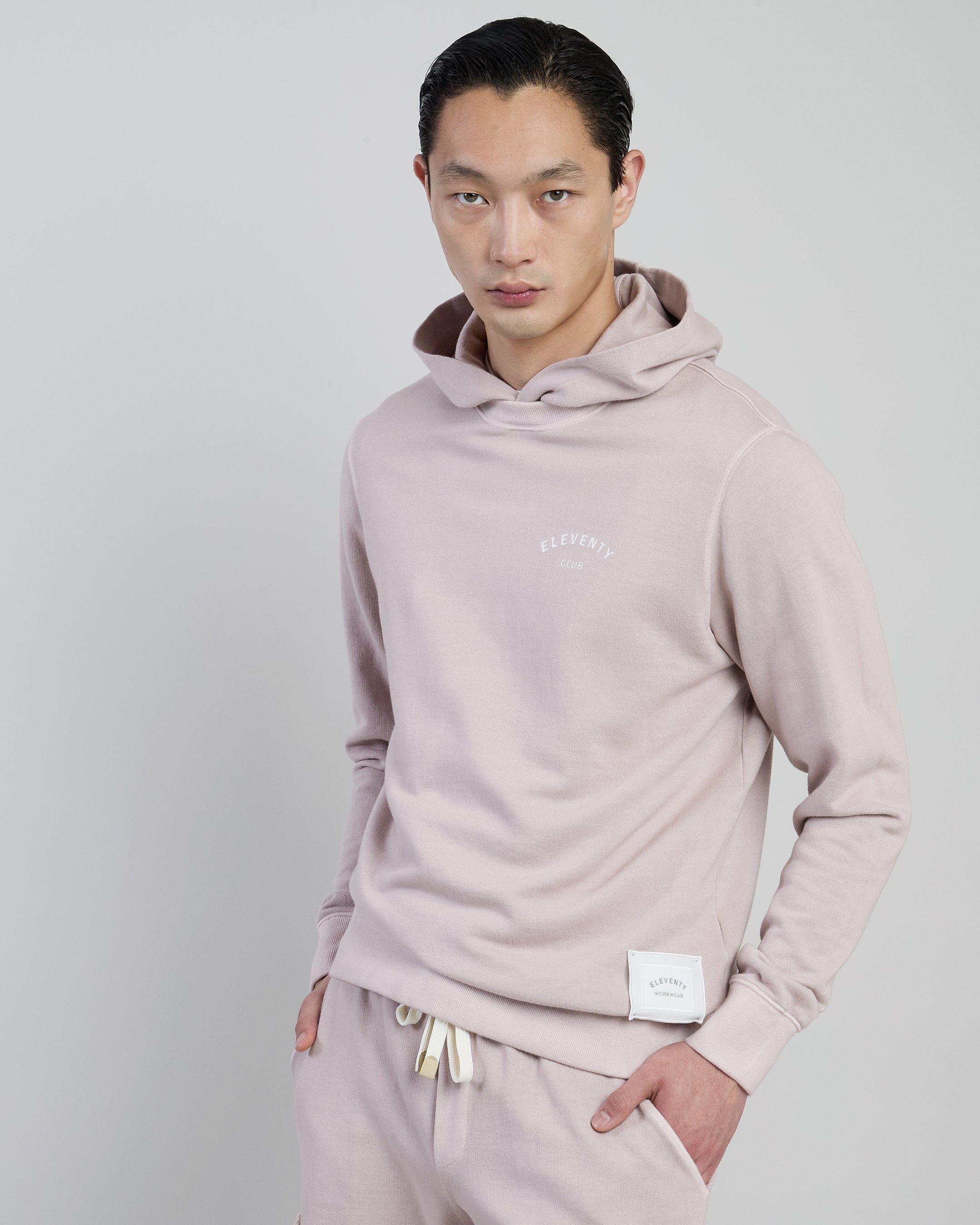 Men's Garment-Dyed Cotton Hoodie with Logo Print - 1