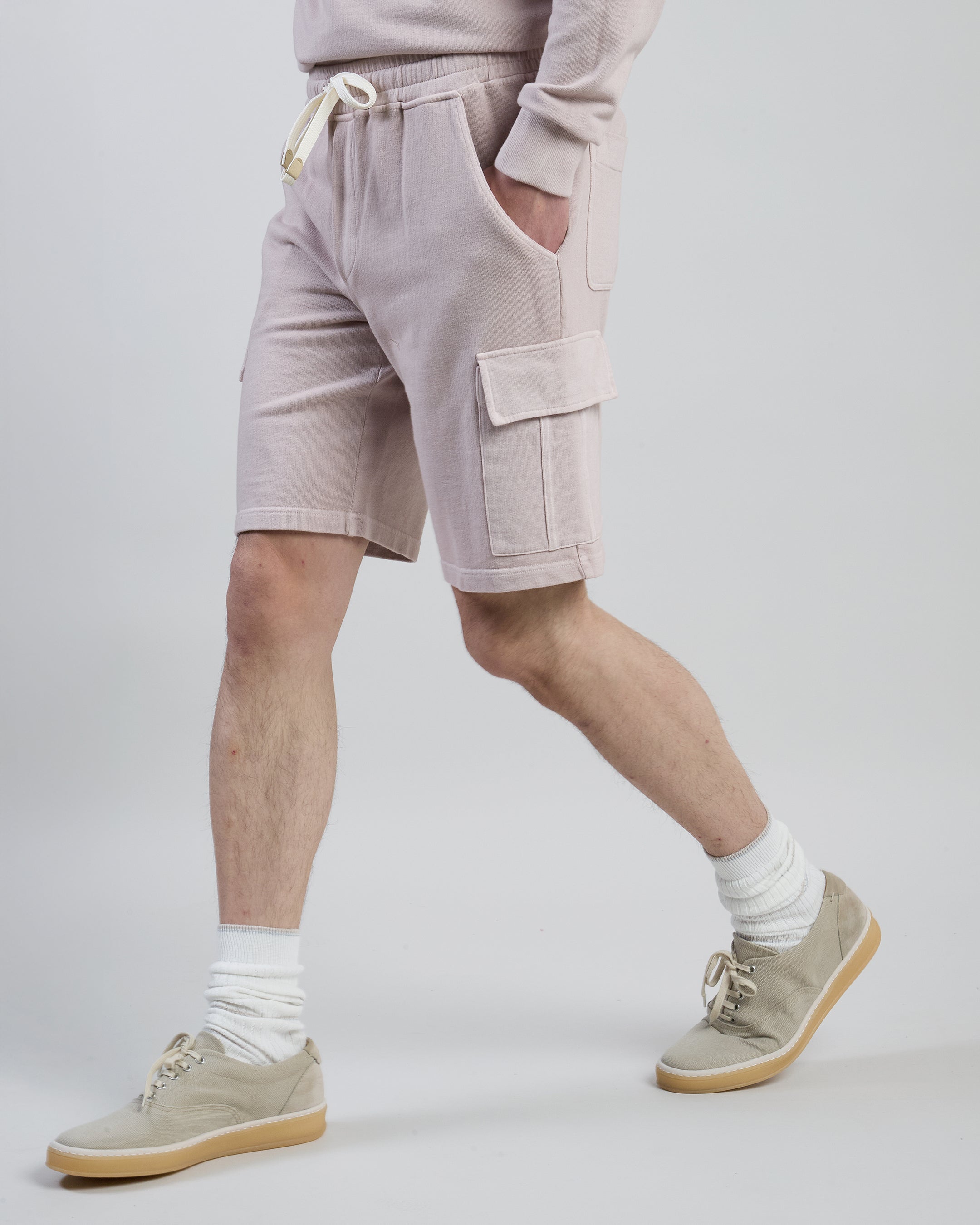 Garment-Dyed Cotton Cargo Bermuda Shorts with Drawstring - 1