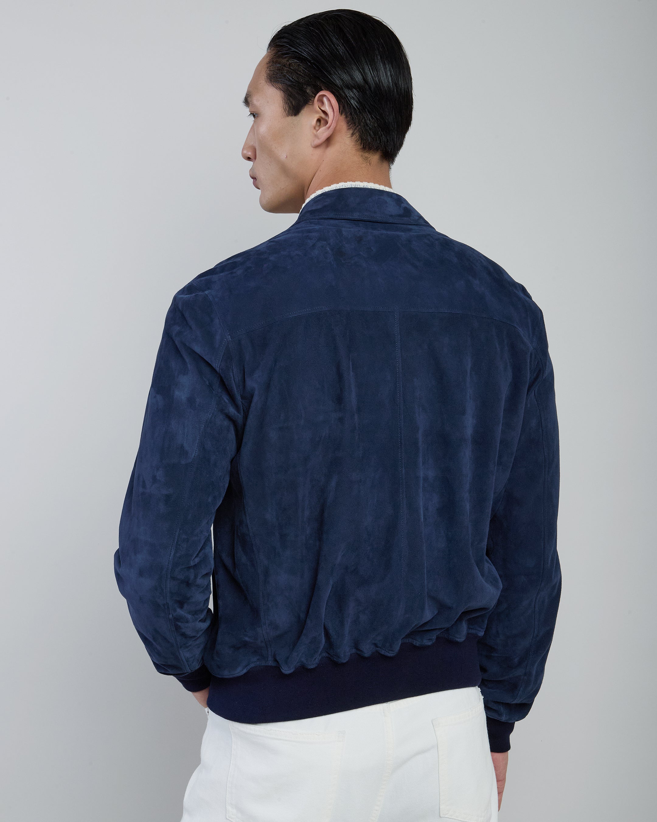Men's Nappa Suede Varsity Jacket with Ribbed Cuffs alternative