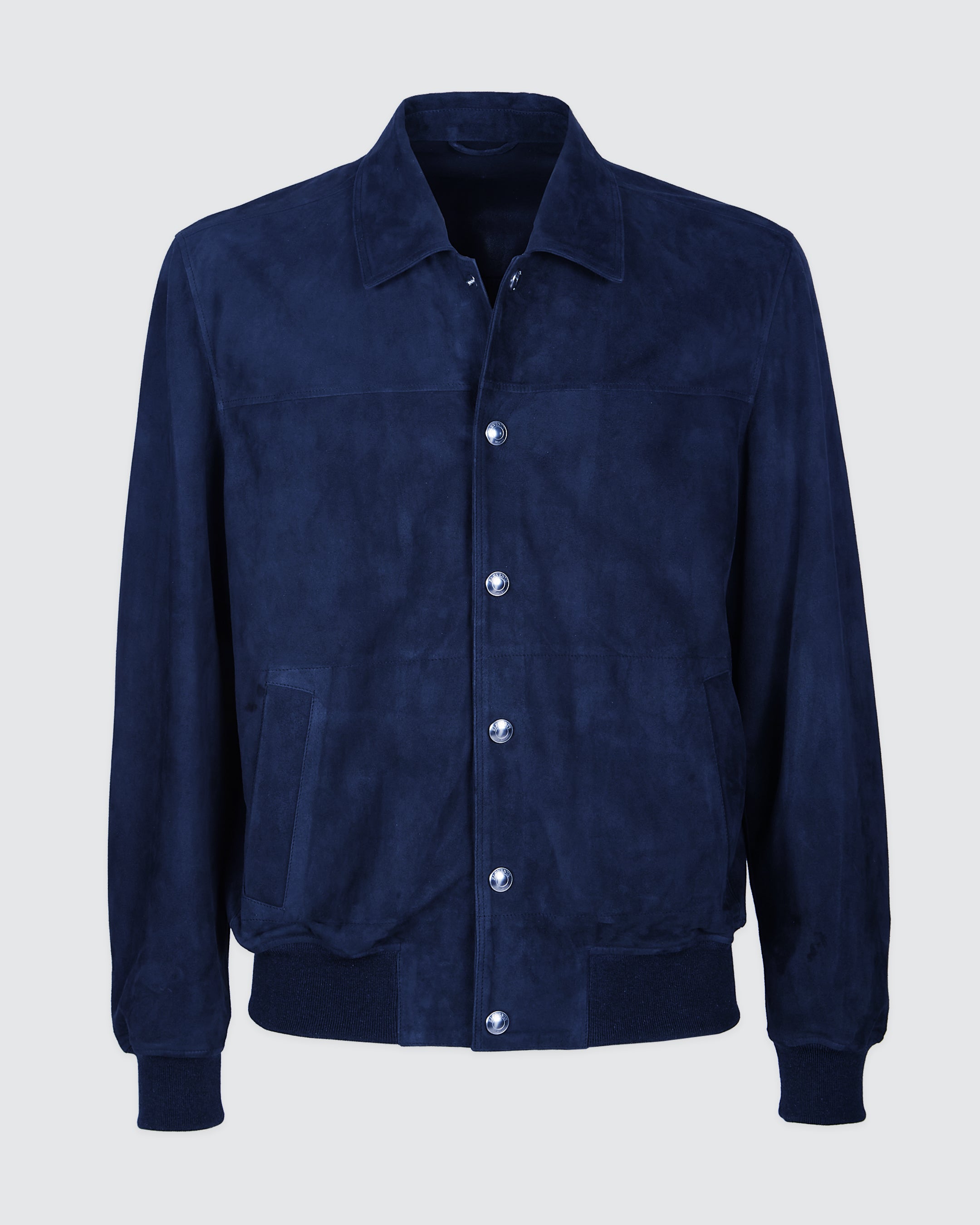 Men's Nappa Suede Varsity Jacket with Ribbed Cuffs