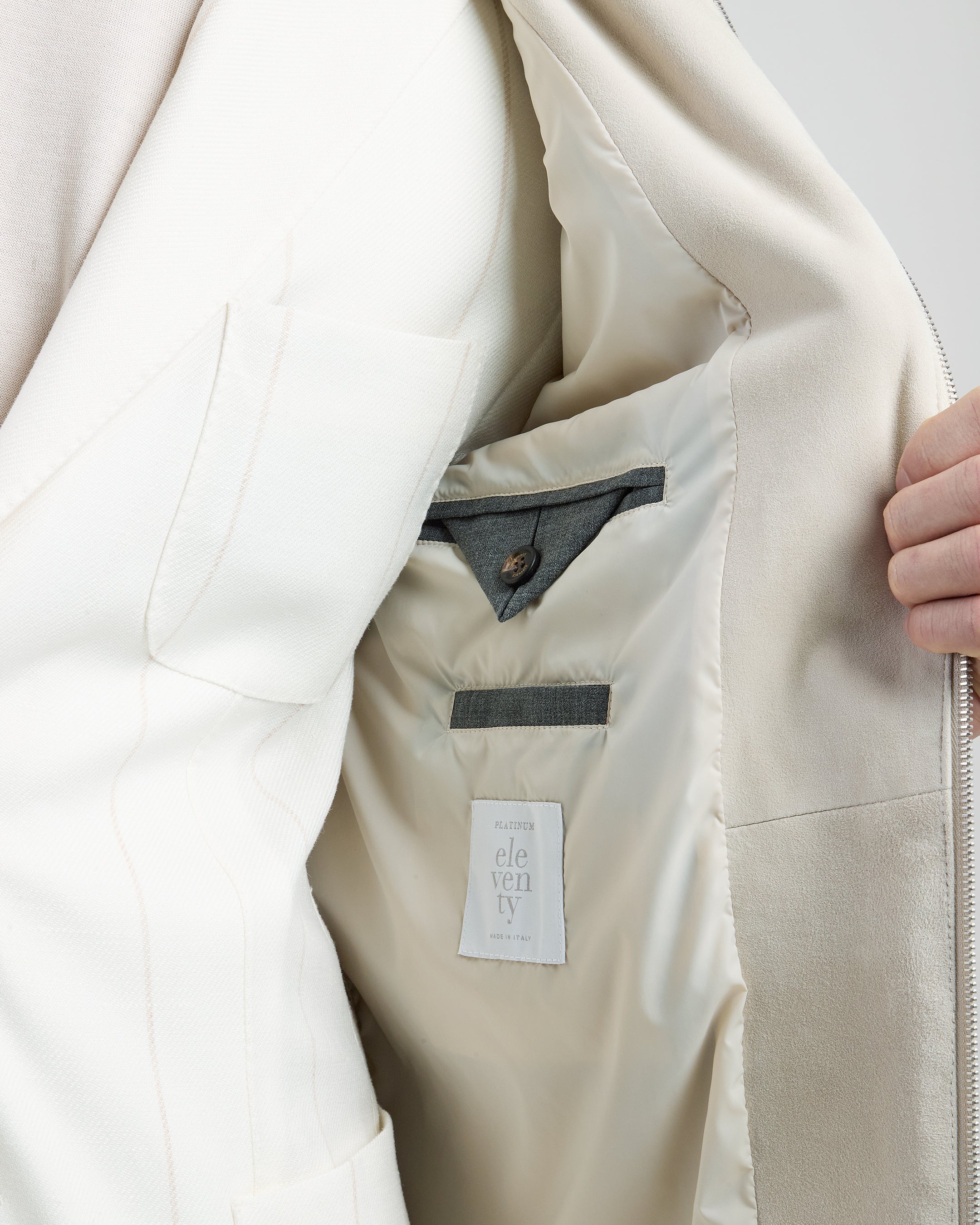 Men's Suede and Ribbed Cotton Knit Hybrid Jacket