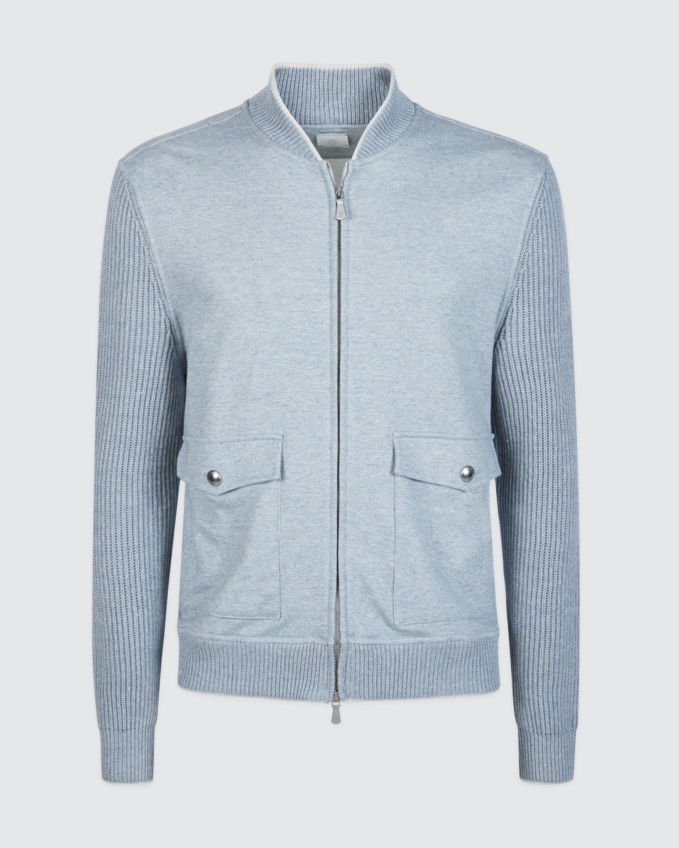 Men's Dual-Material Cotton and Linen Bomber Jacket - 5