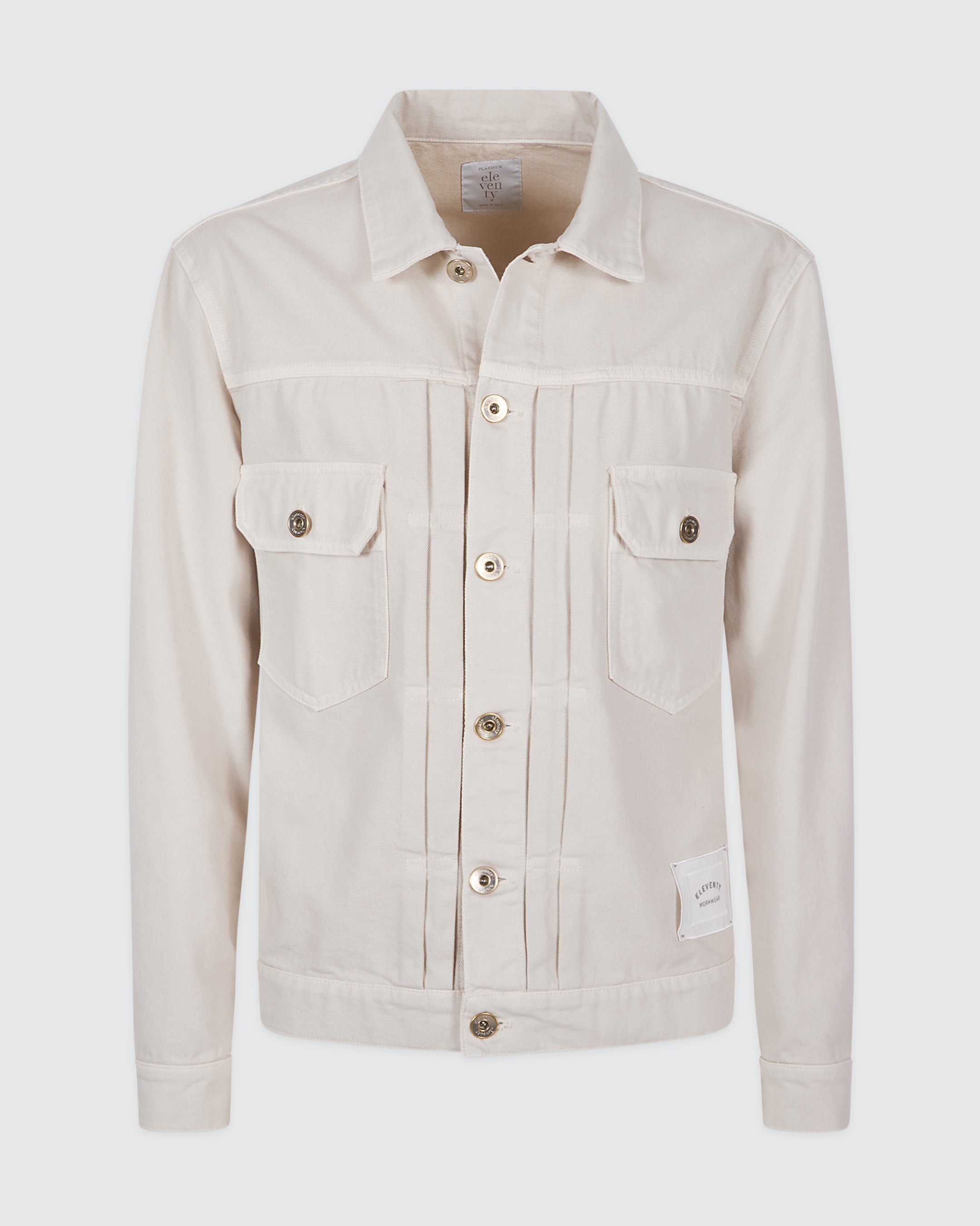 Men's Garment-Dyed Cotton Jacket with Pleated Details