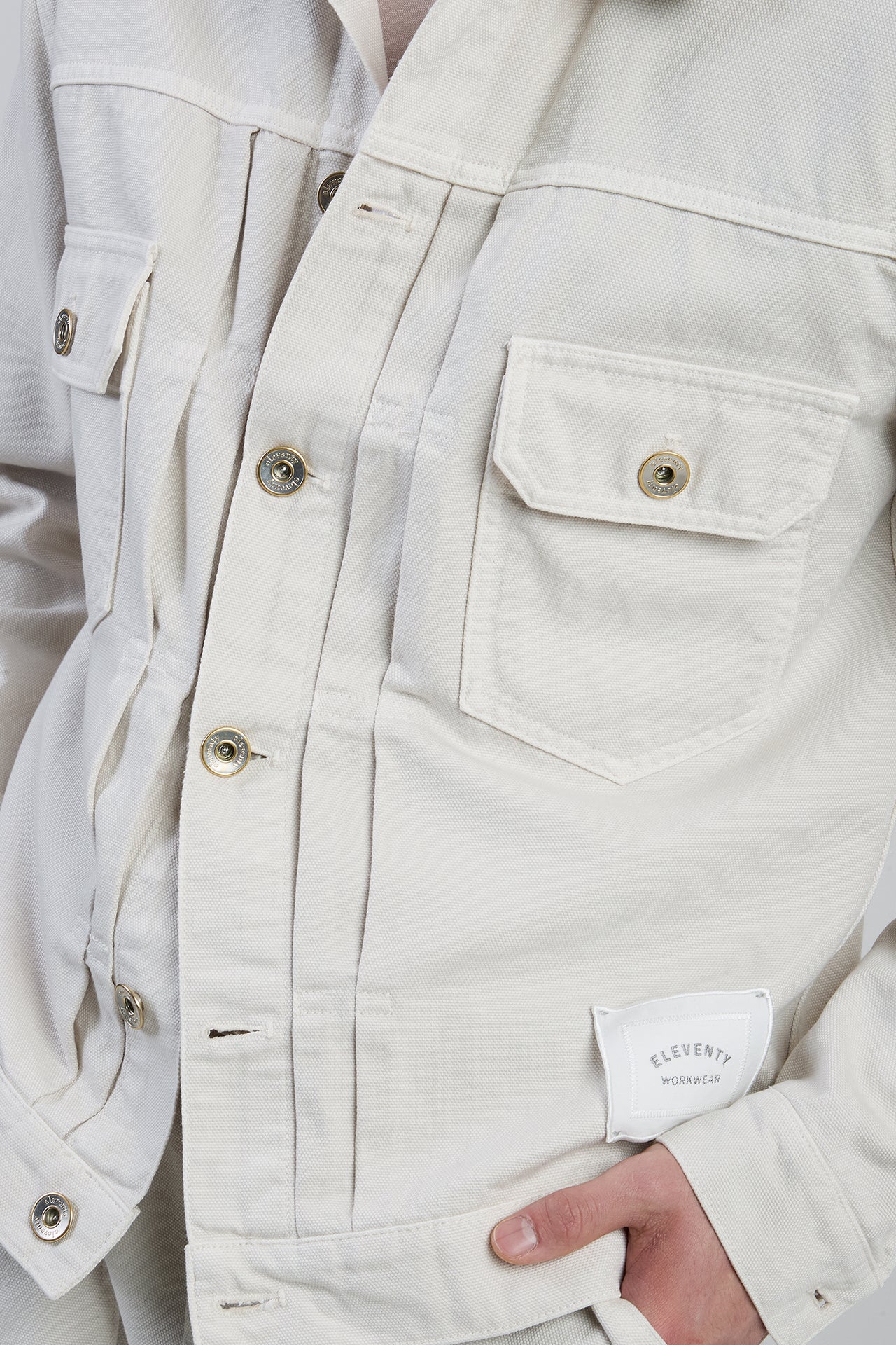 Men's Garment-Dyed Cotton Jacket with Pleated Details - 3