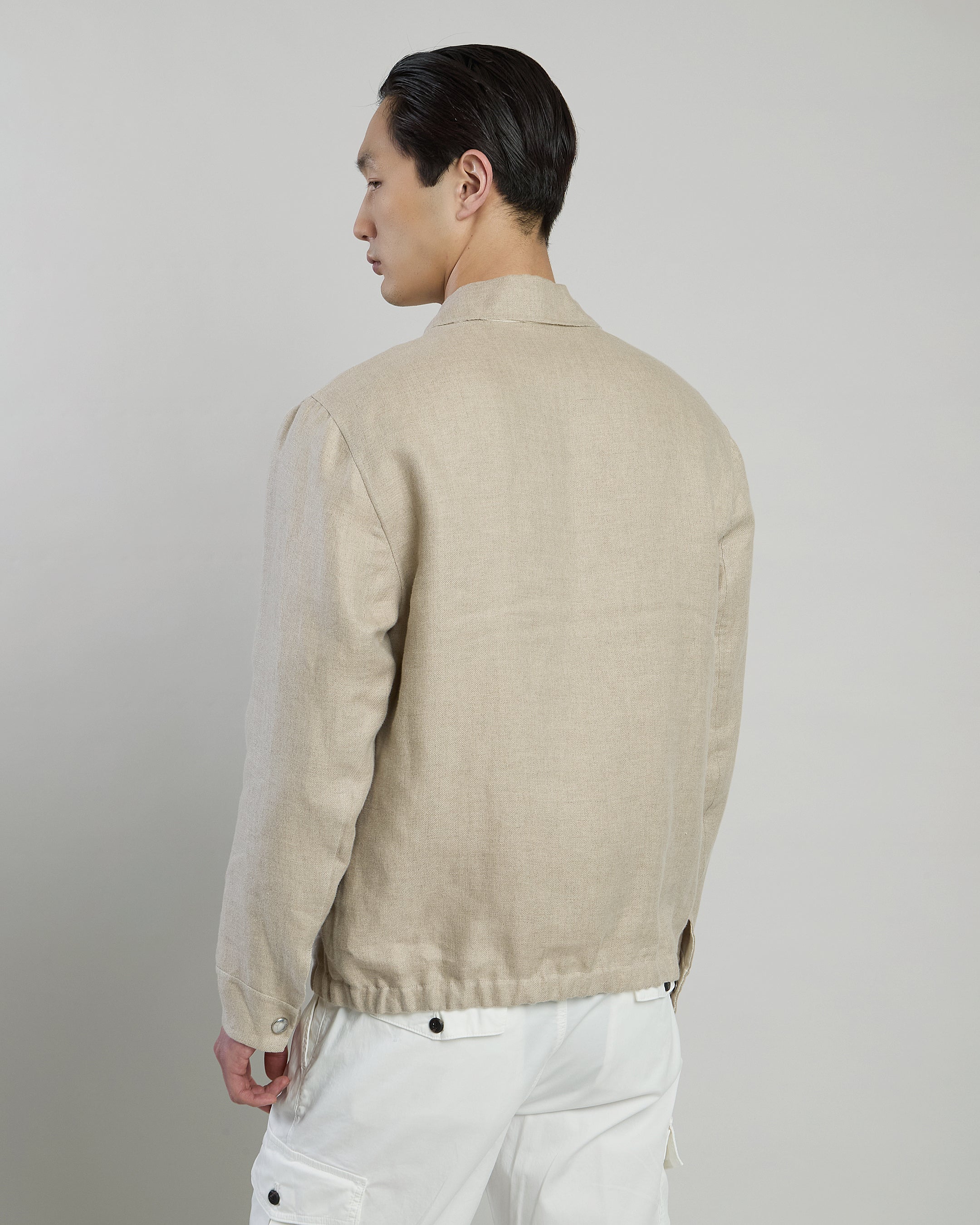 Men's Relaxed Fit Cool Linen and Silk Bomber Jacket - 2