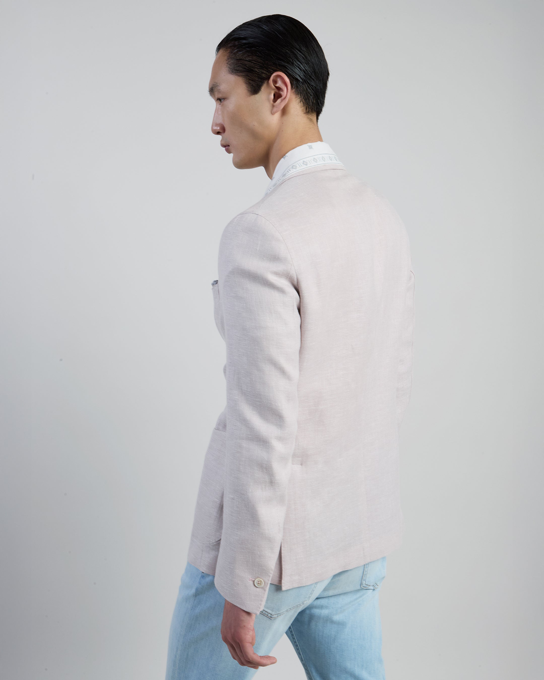 Men's Slim Fit Single-Breasted Linen Wool Silk Jacket alternative