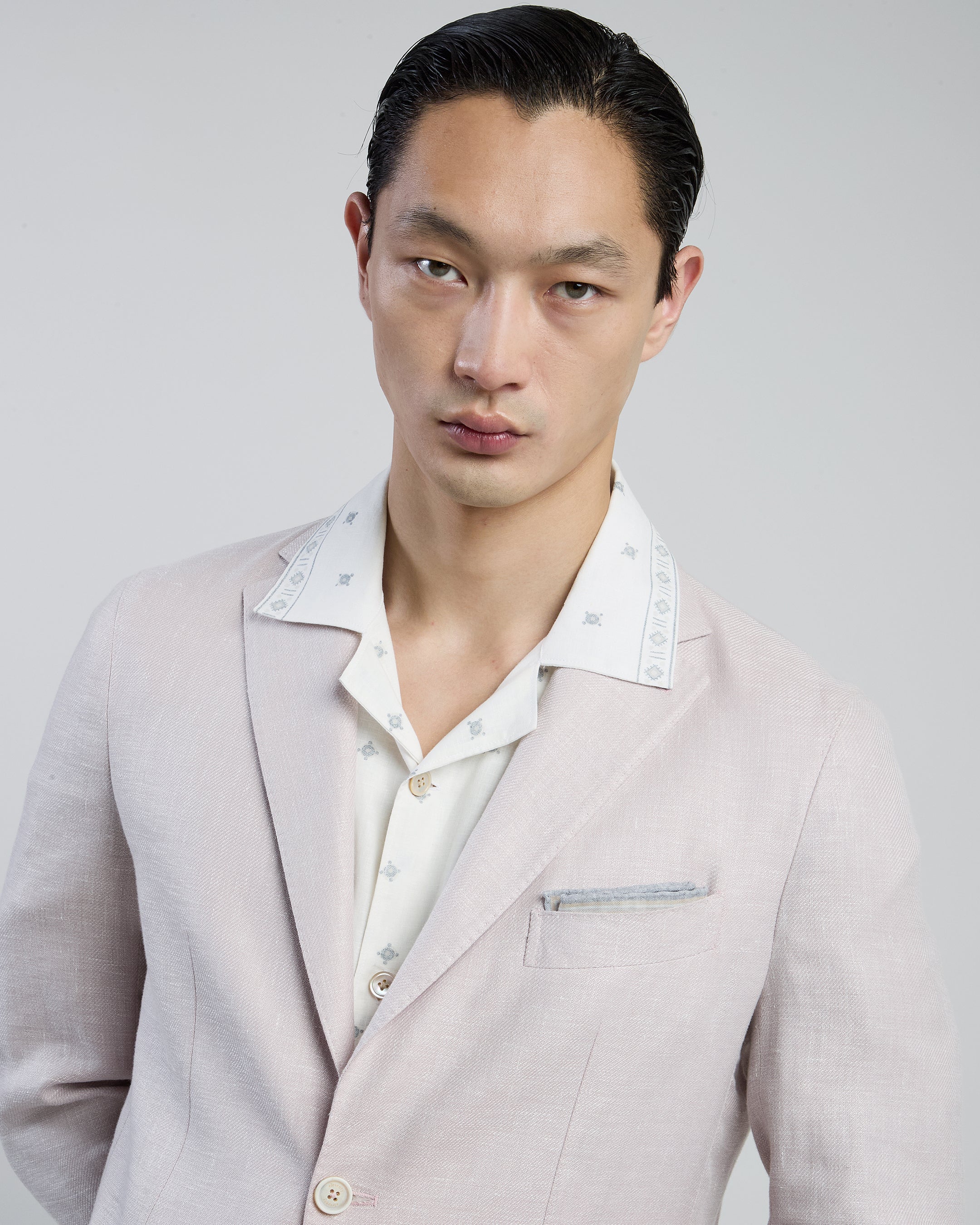 Men's Slim Fit Single-Breasted Linen Wool Silk Jacket