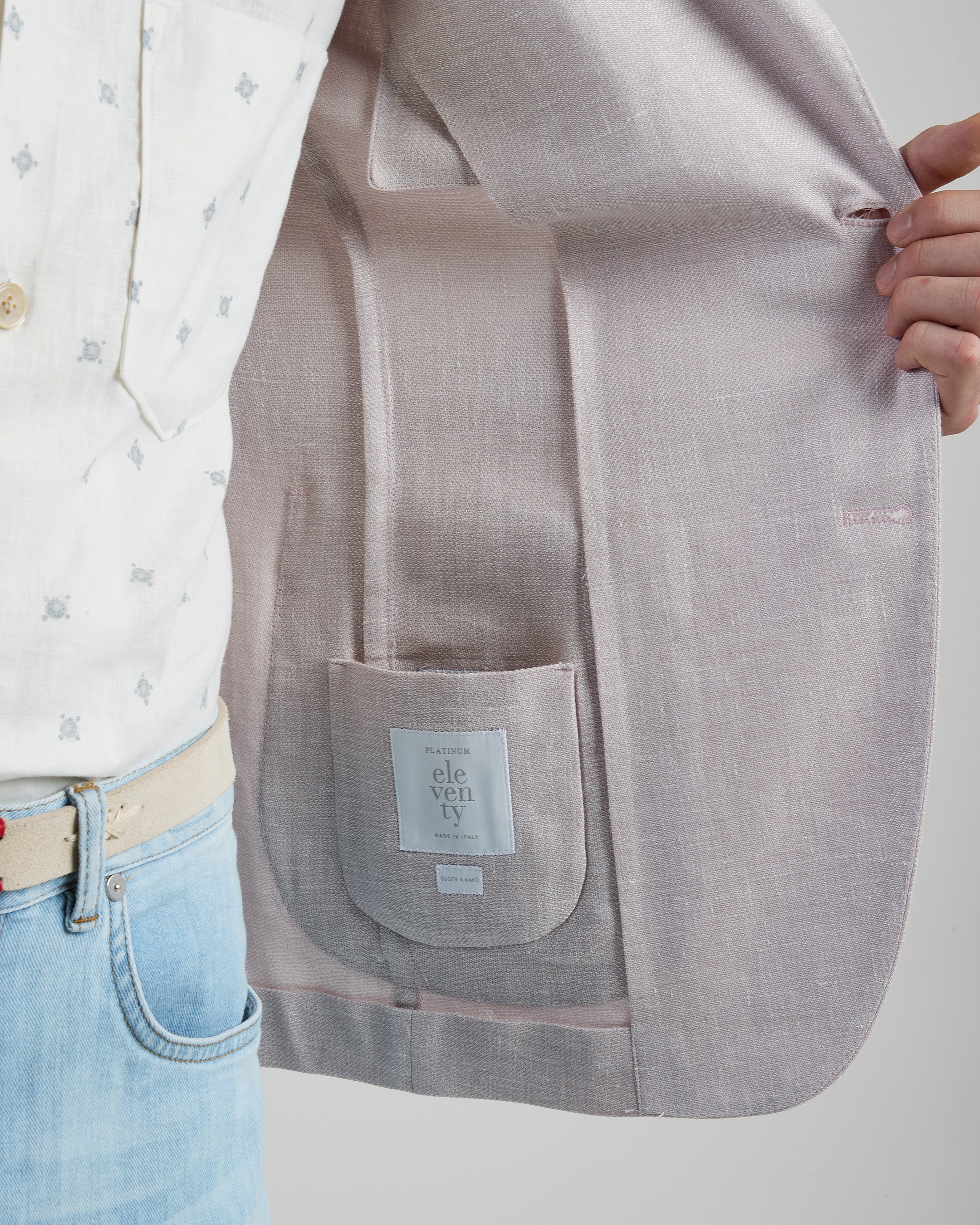 Men's Slim Fit Single-Breasted Linen Wool Silk Jacket