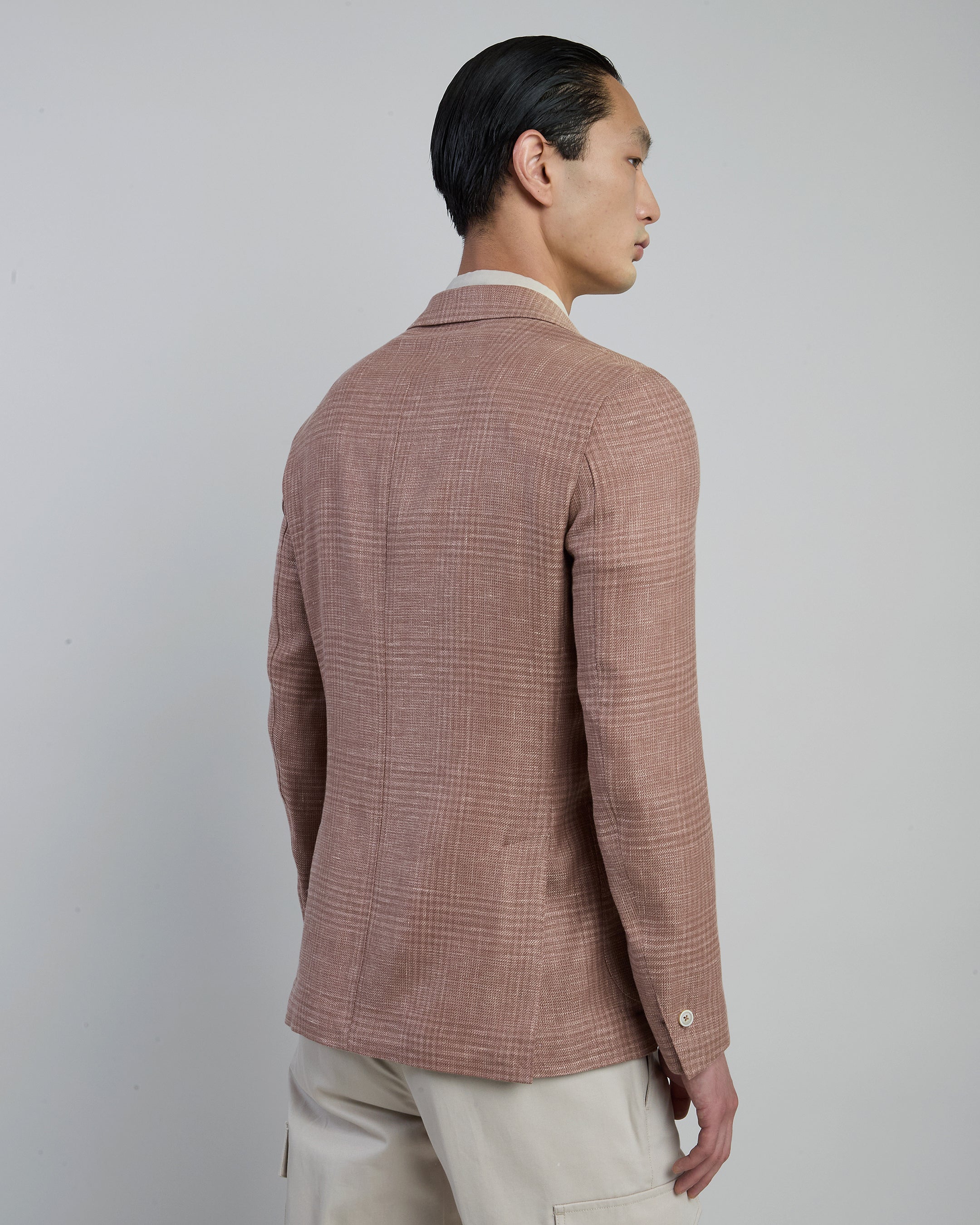 Slim Fit Linen Wool and Silk Single-Breasted Jacket alternative