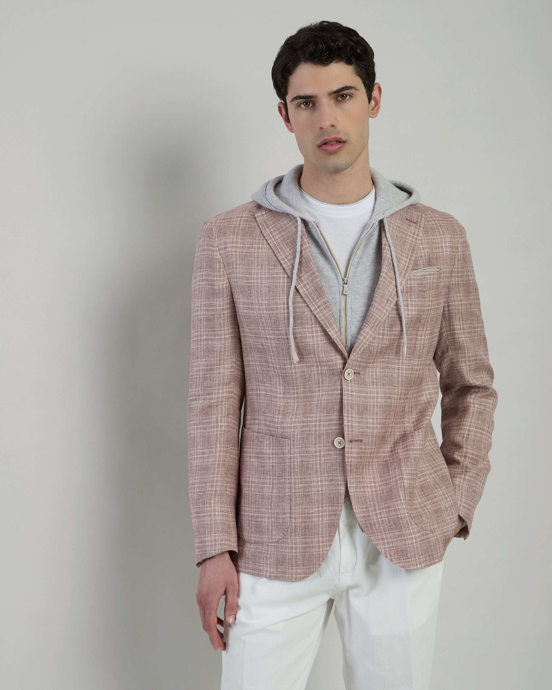 Single-Breasted Linen Cashmere Silk Jacket Slim Fit - 1