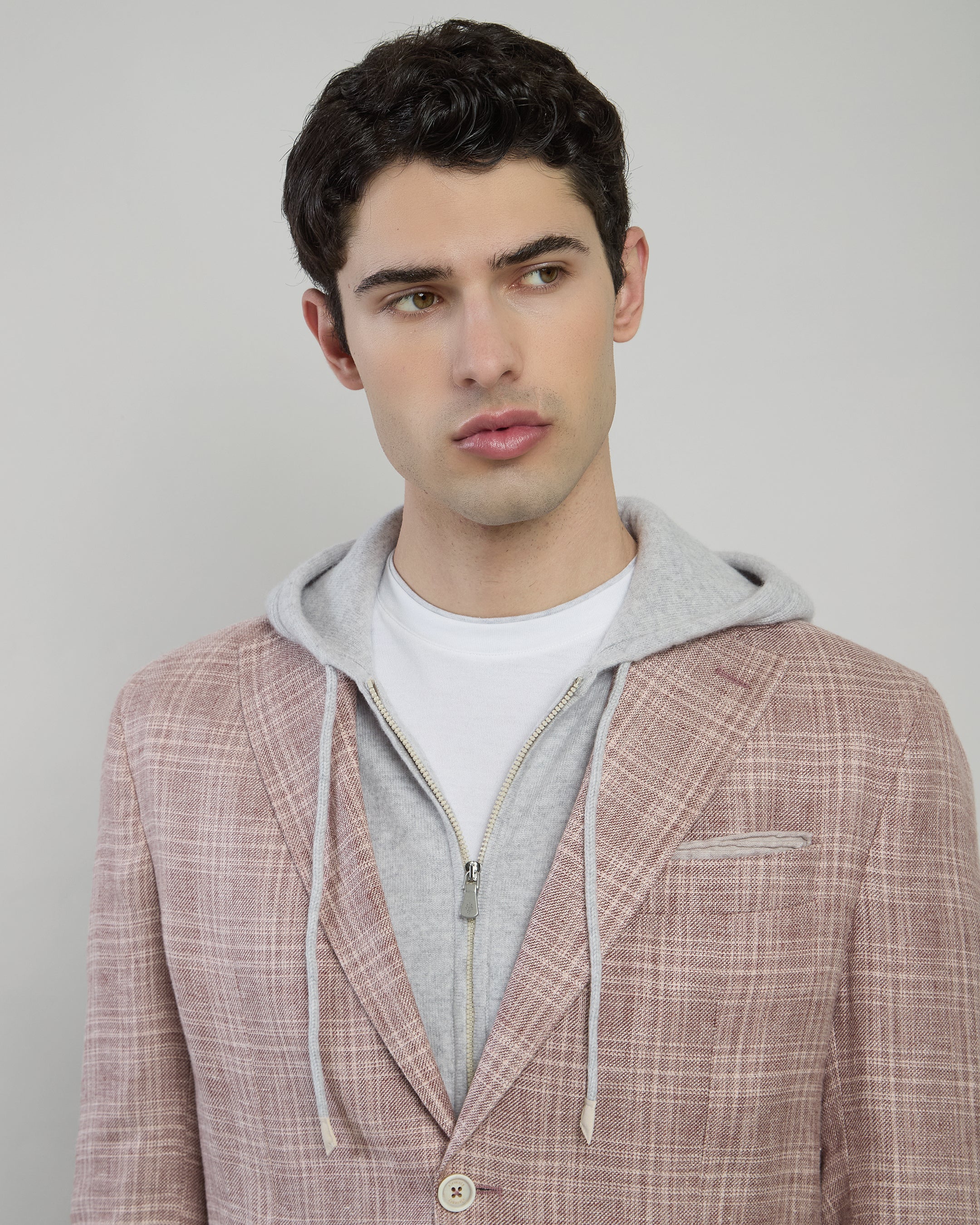 Single-Breasted Linen Cashmere Silk Jacket Slim Fit