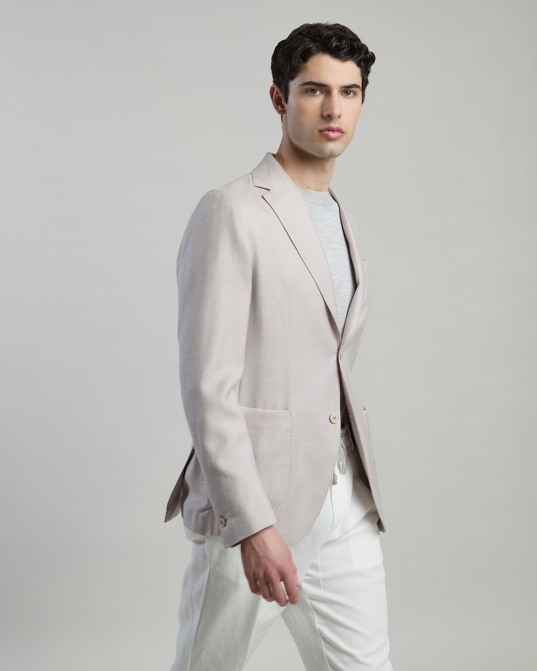 Men's Single-Breasted Cashmere Silk Linen Jacket