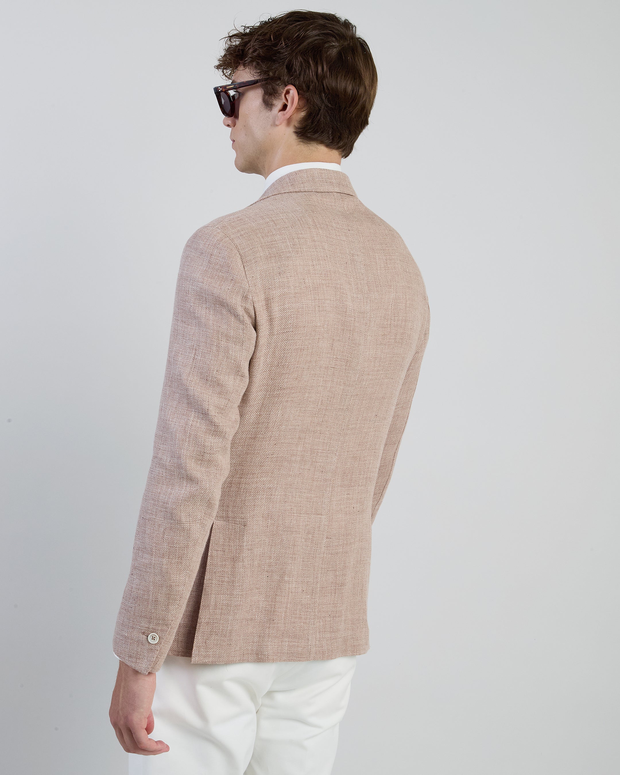Slim Fit Single-Breasted Linen and Wool Jacket alternative