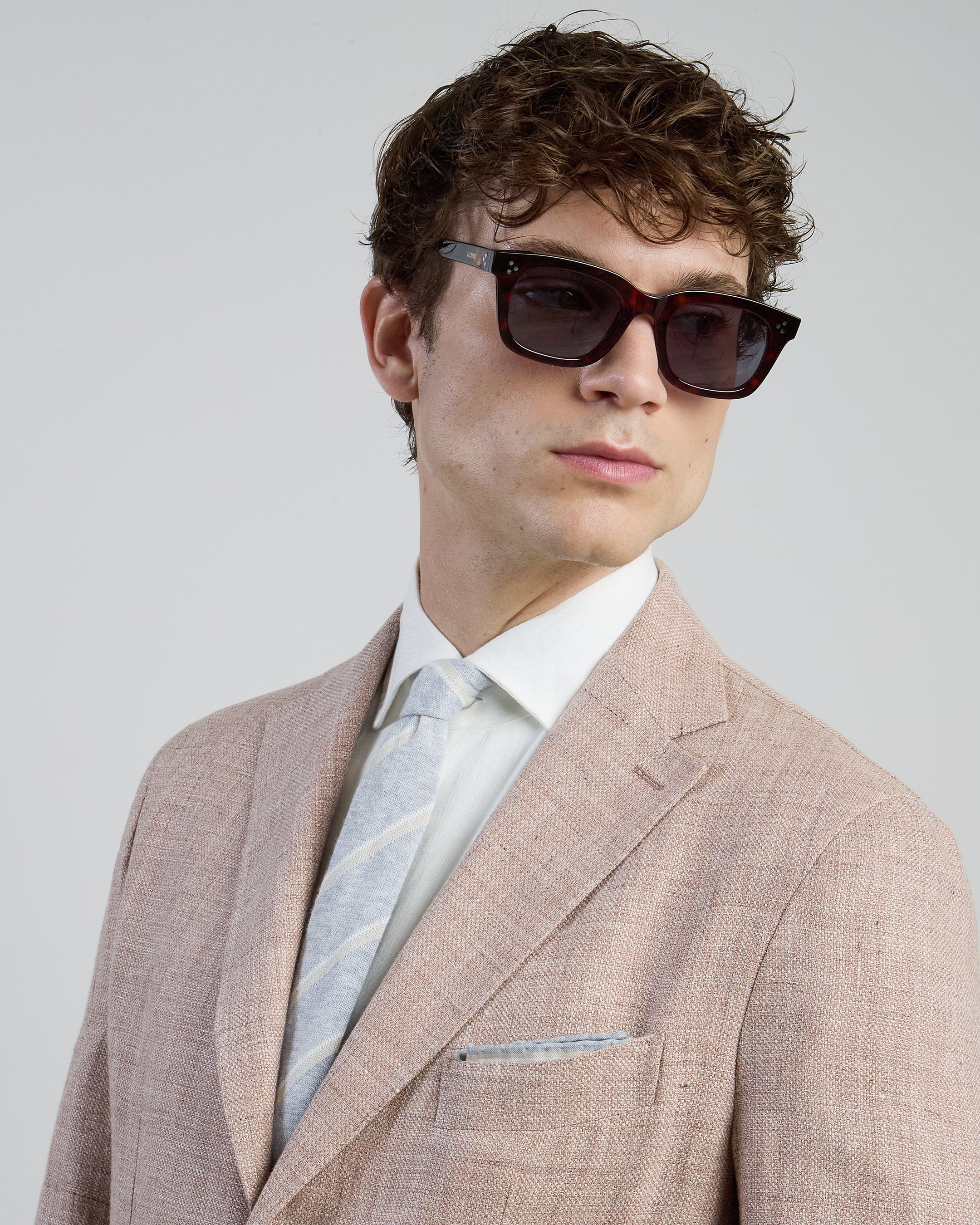 Slim Fit Single-Breasted Linen and Wool Jacket - 3