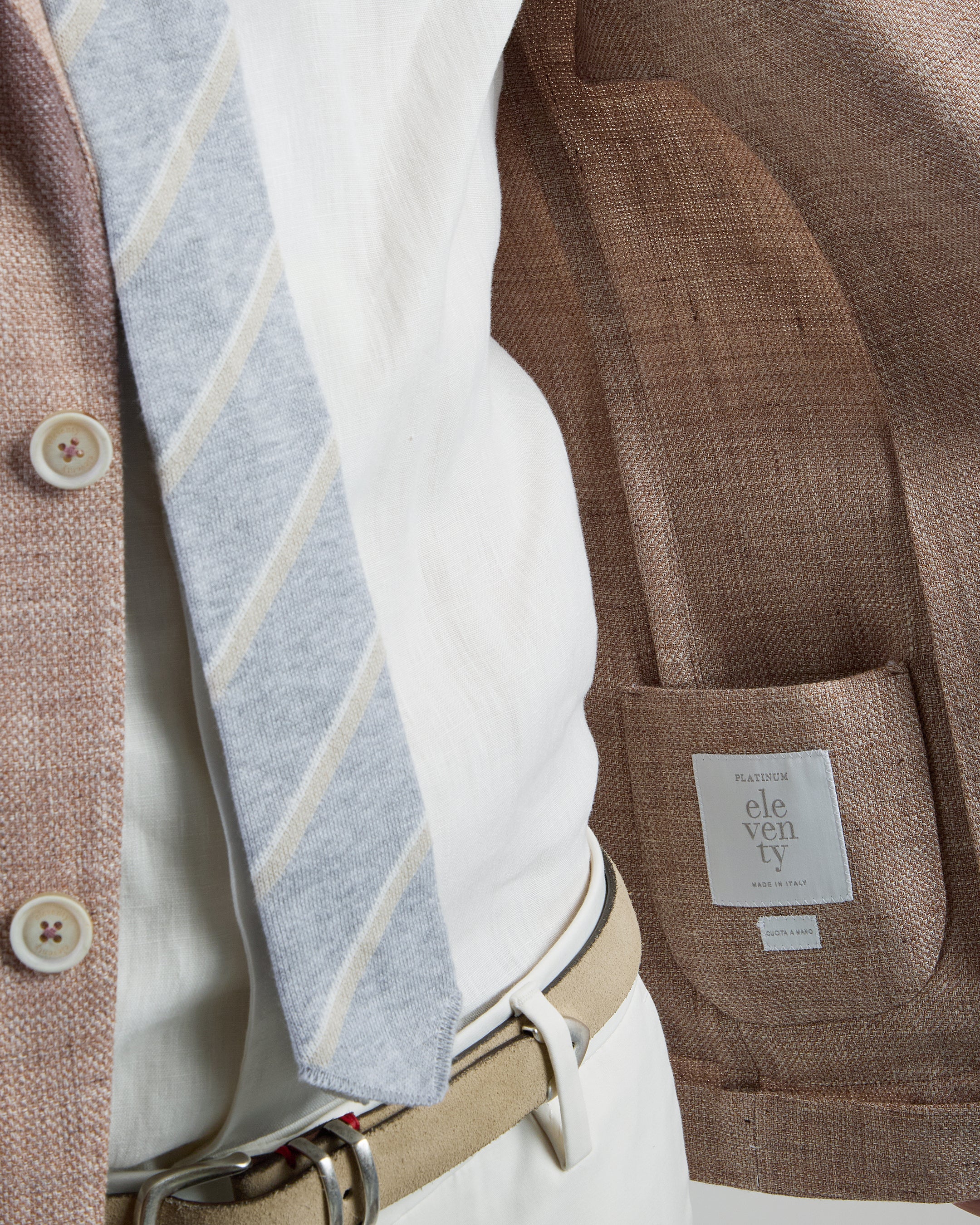 Slim Fit Single-Breasted Linen and Wool Jacket