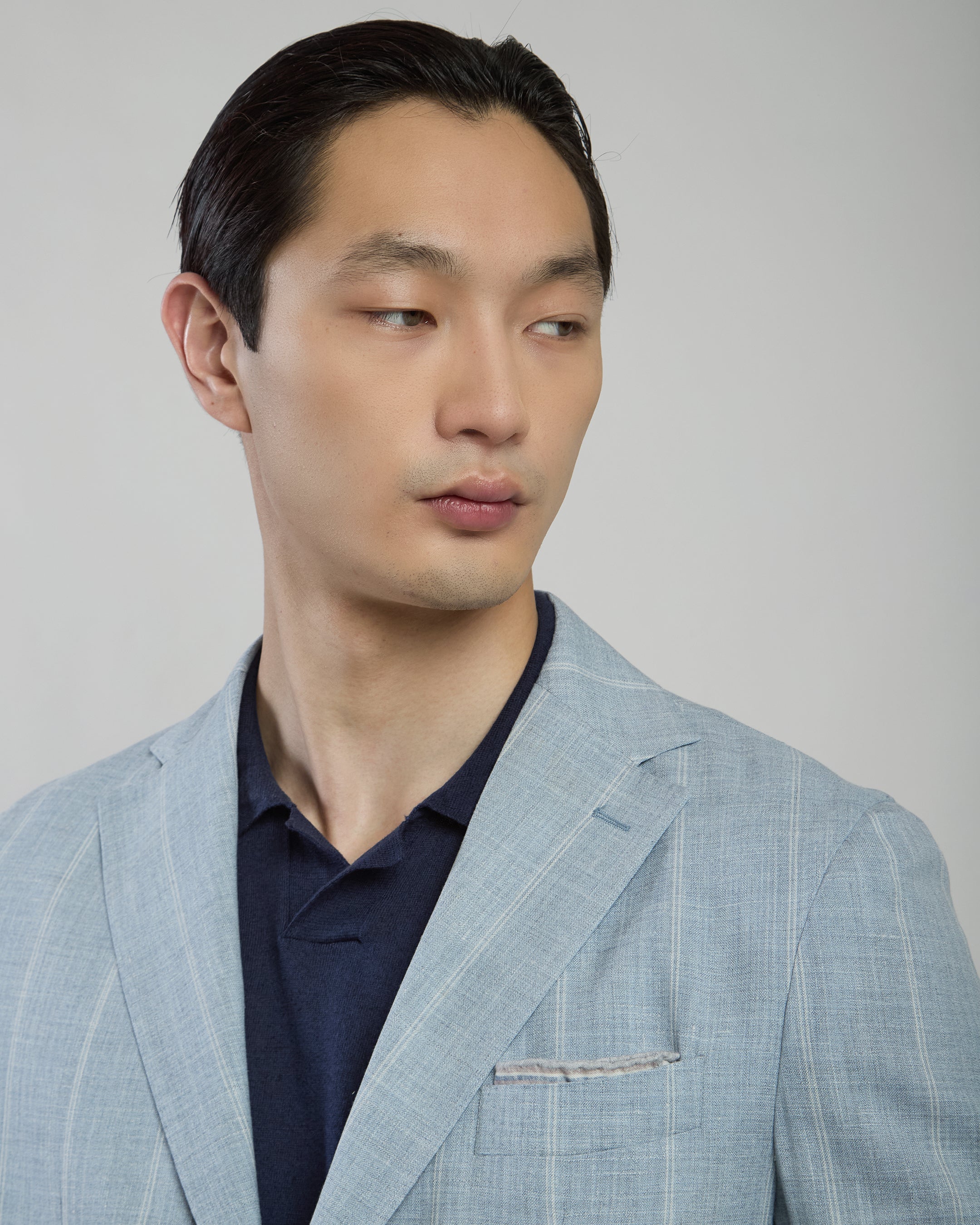 Men's Single-Breasted Wool Silk Linen Slim Jacket - 3