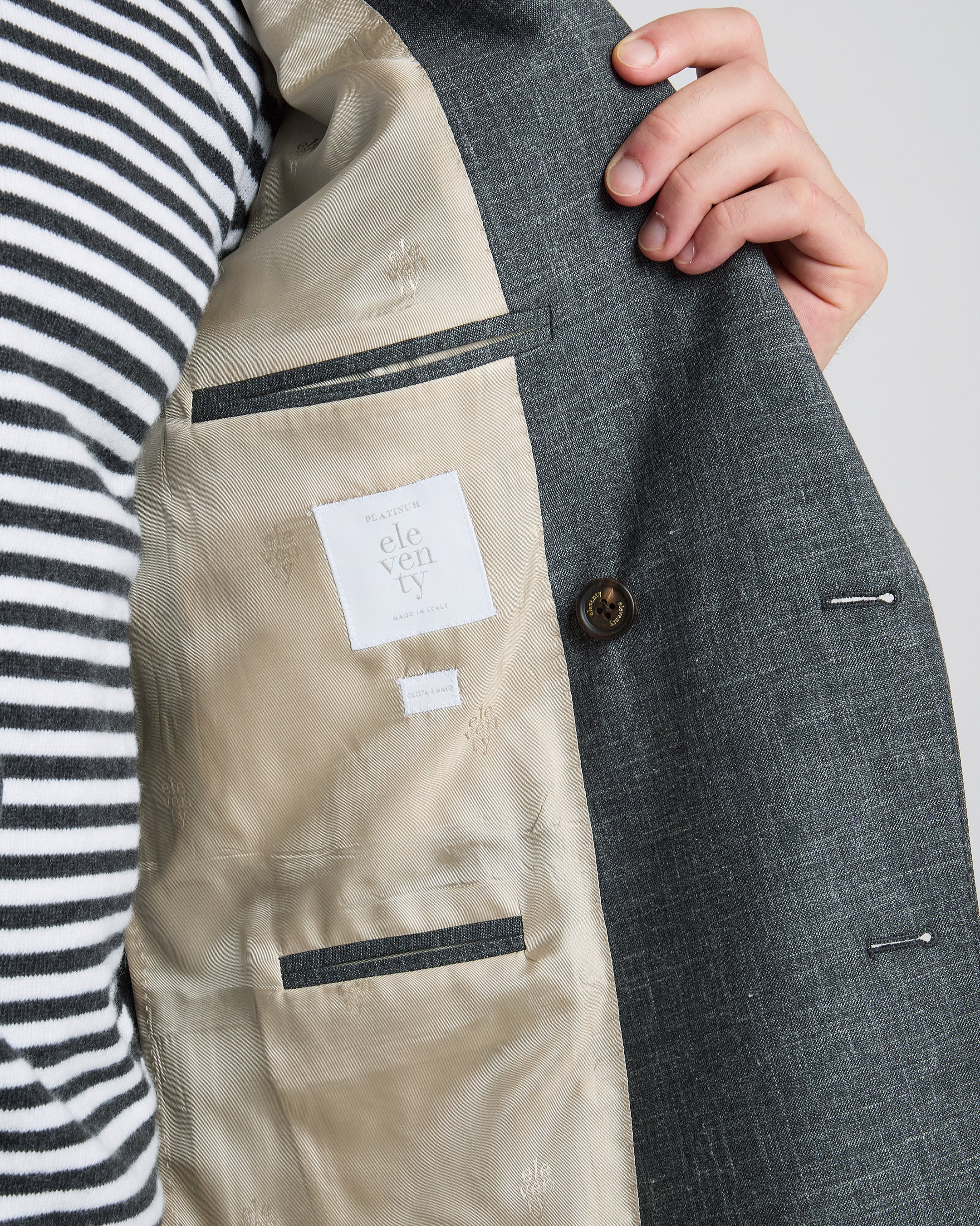 Men's Double-Breasted Wool Silk and Linen Jacket - 4