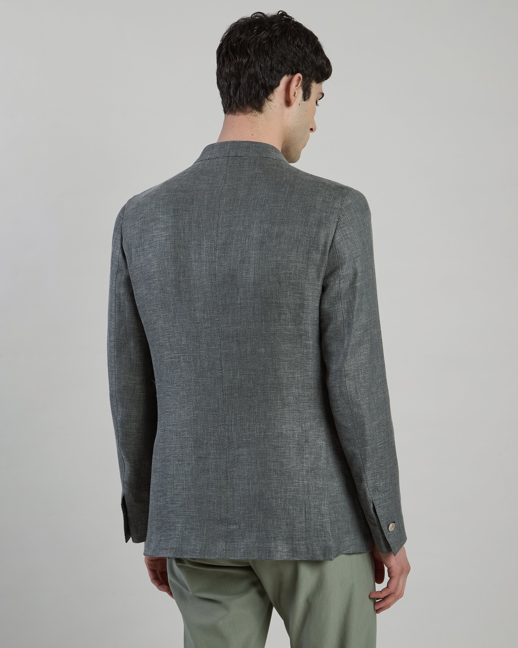 Men's Double-Breasted Linen, Wool and Silk Jacket alternative