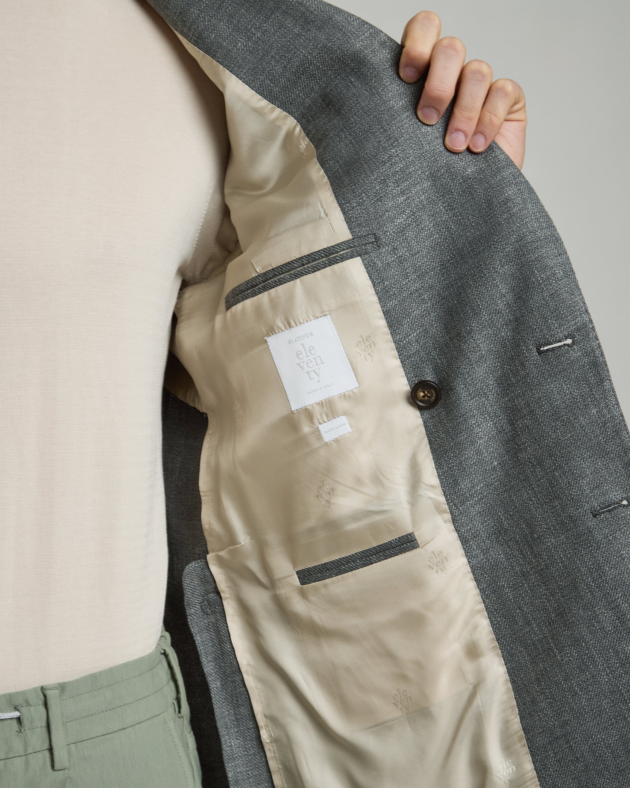 Men's Double-Breasted Linen, Wool and Silk Jacket