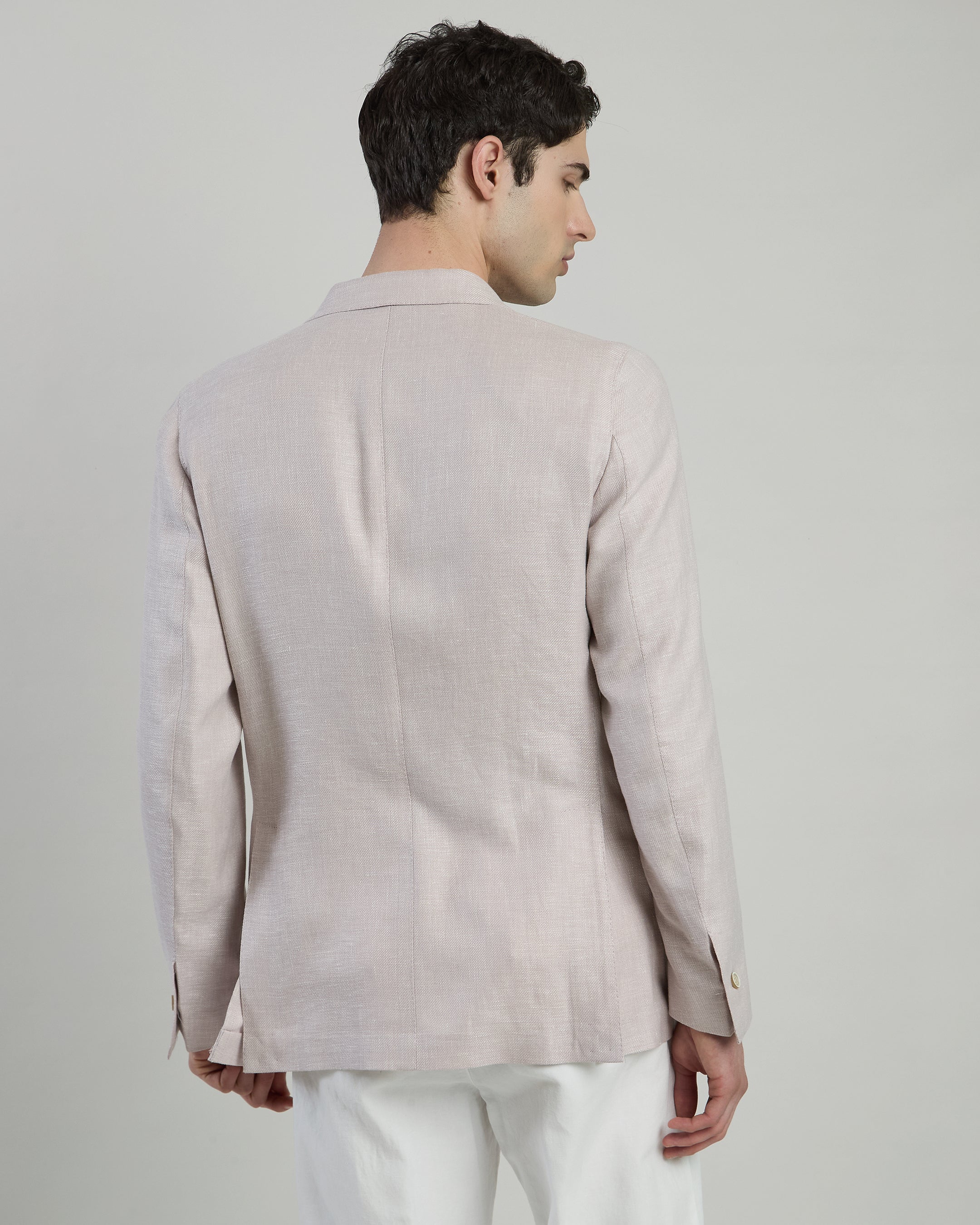 Men's Single-Breasted Linen, Wool and Silk Jacket - 2