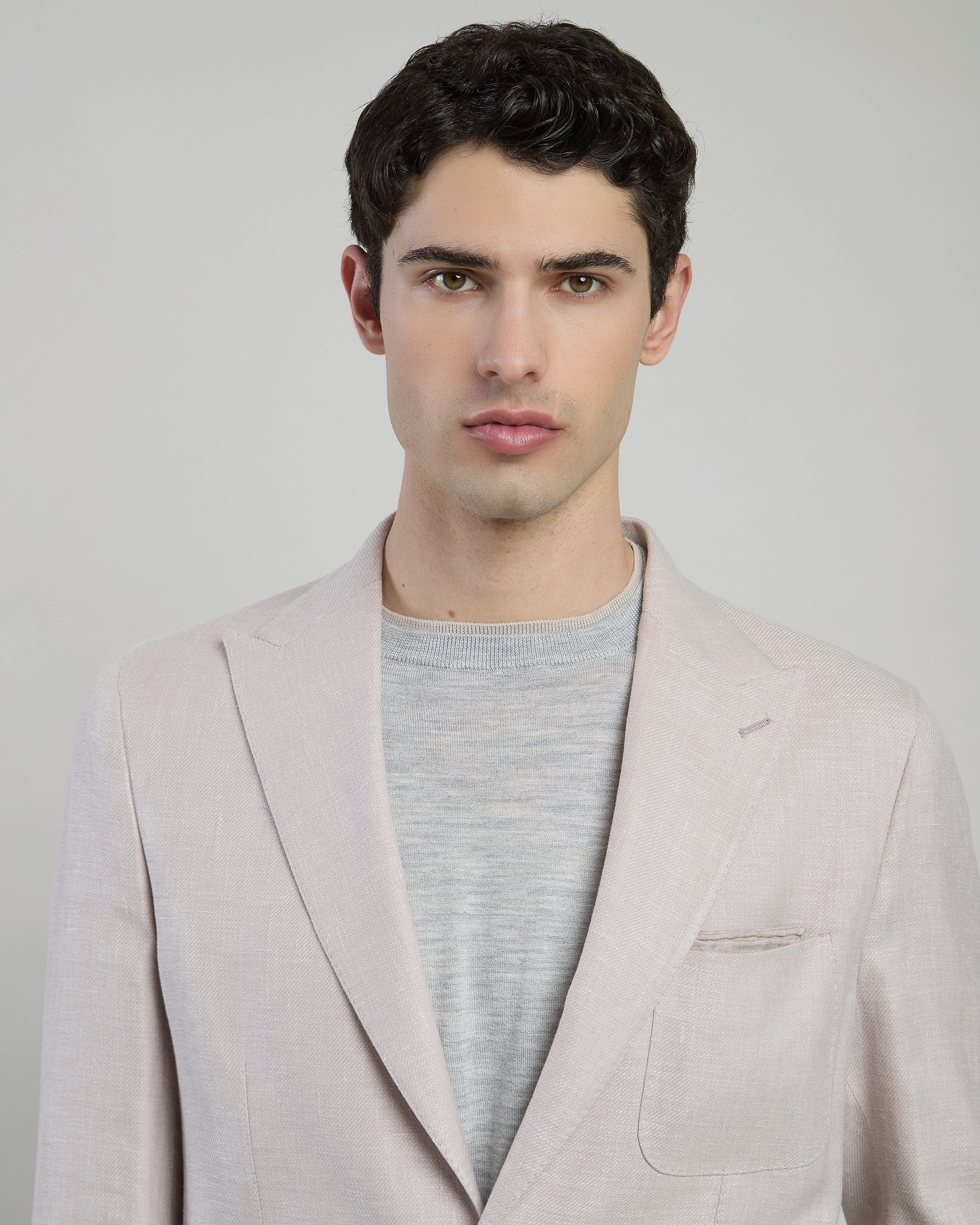 Men's Single-Breasted Linen, Wool and Silk Jacket