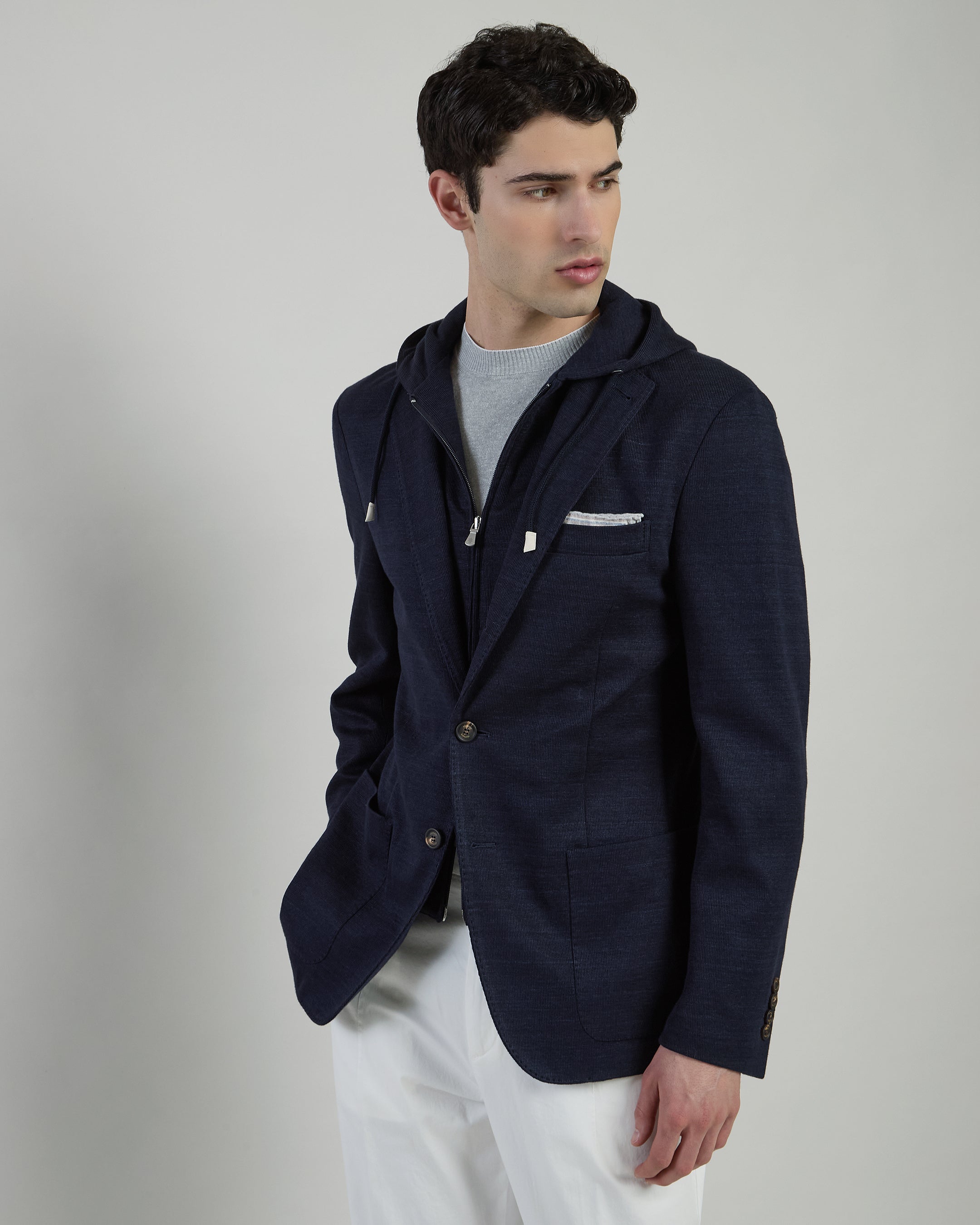 Men's Linen, Cotton and Tencel Jacket with Bib