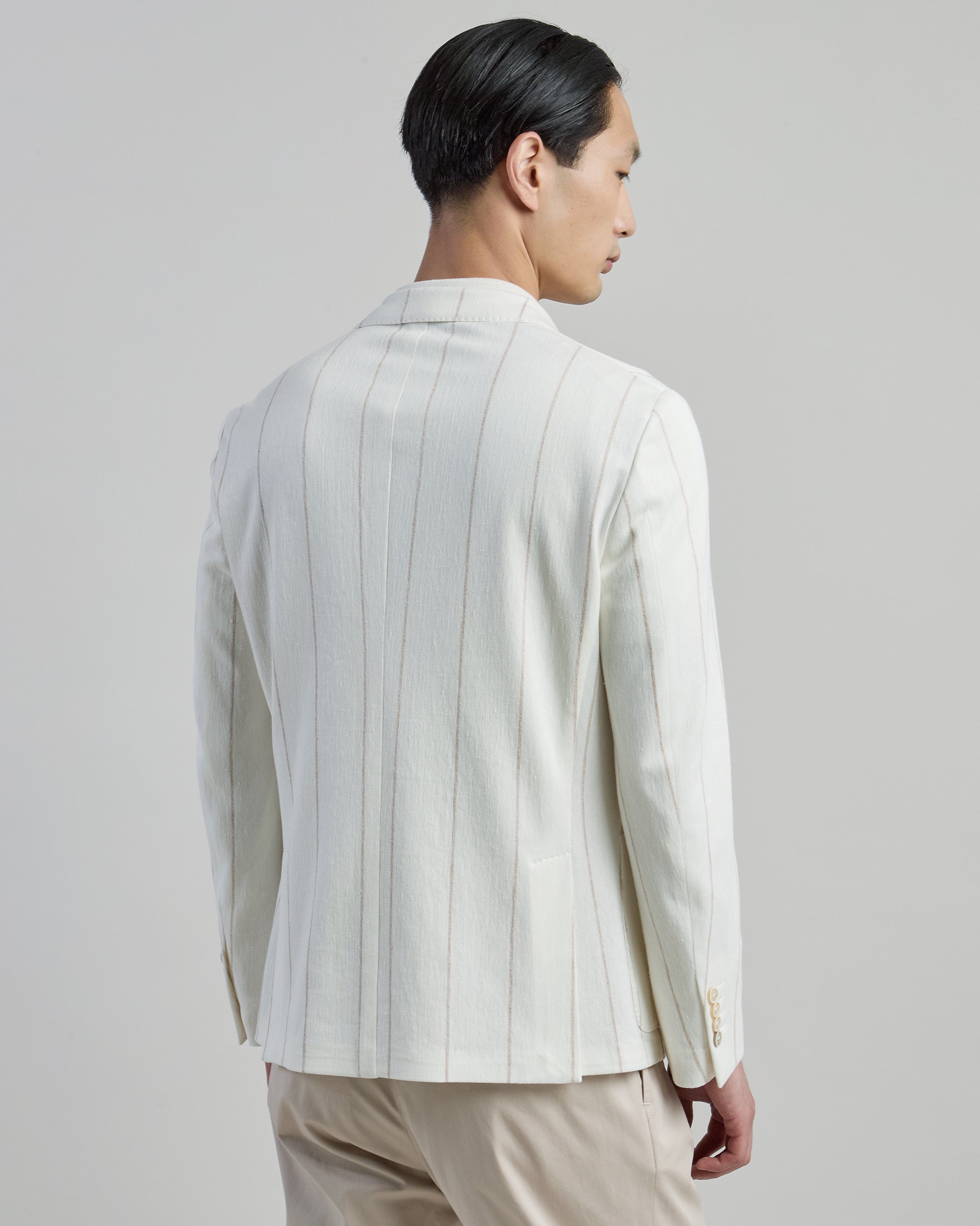Men's Slim Fit Single-Breasted Cotton Linen Jacket - 2