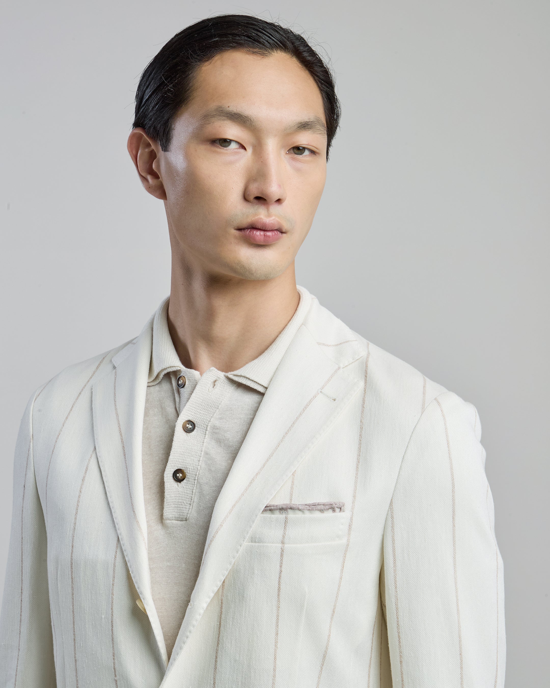 Men's Slim Fit Single-Breasted Cotton Linen Jacket - 3