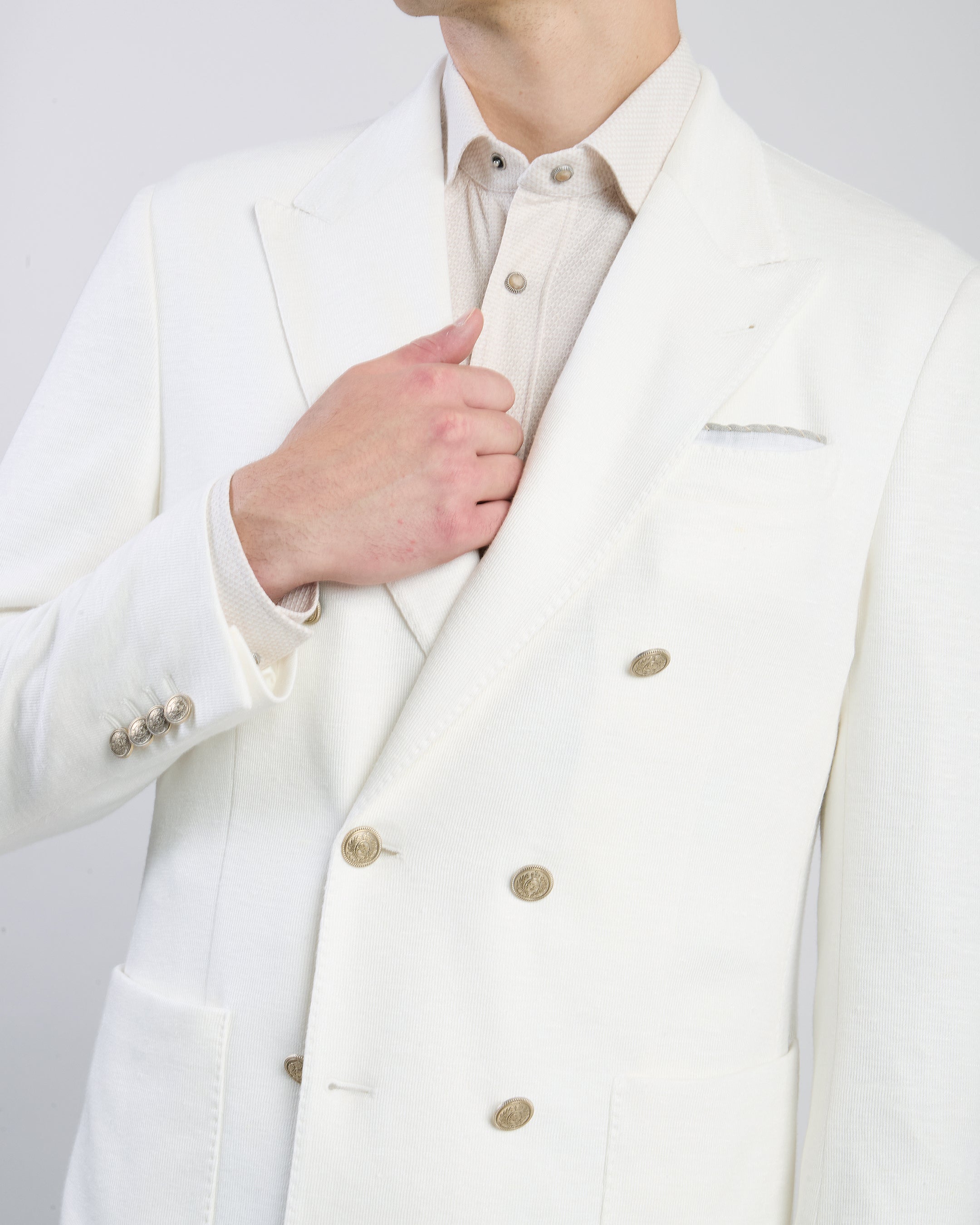 Men's Double-Breasted Linen, Cotton and Tencel Jacket - 3