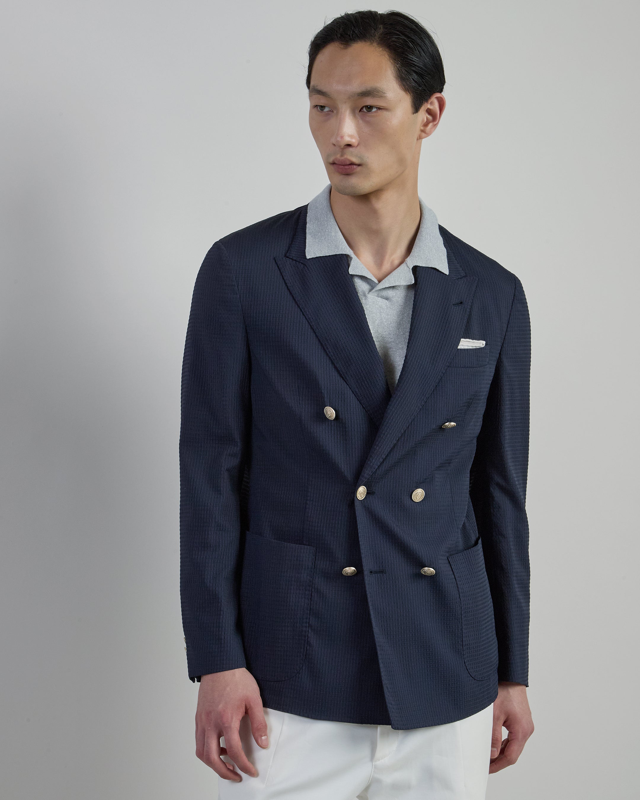 Men's Double-Breasted Jacket in Technical Fabric - 1