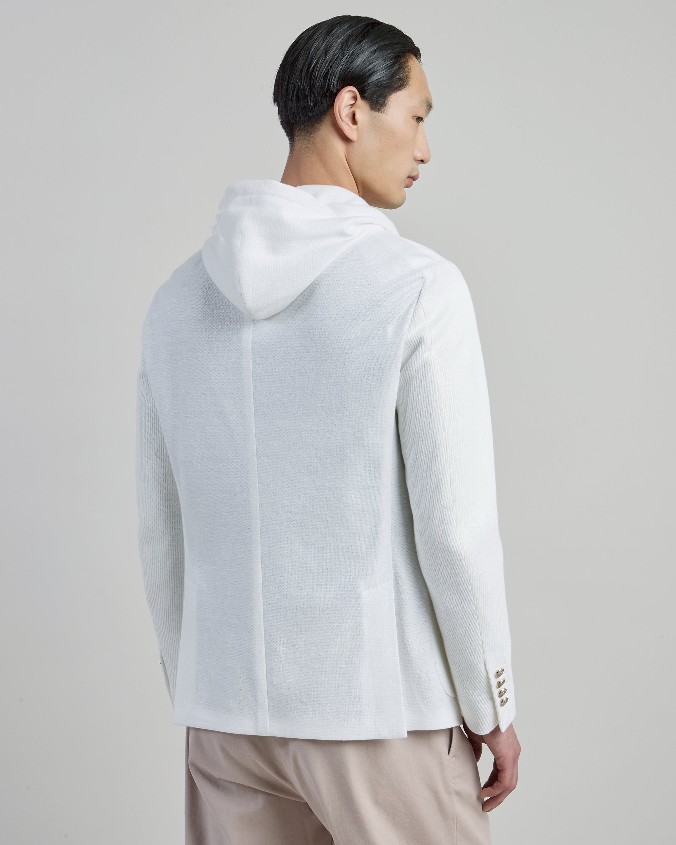 Men's Cotton Linen Bib Jacket with English Rib Stitch alternative