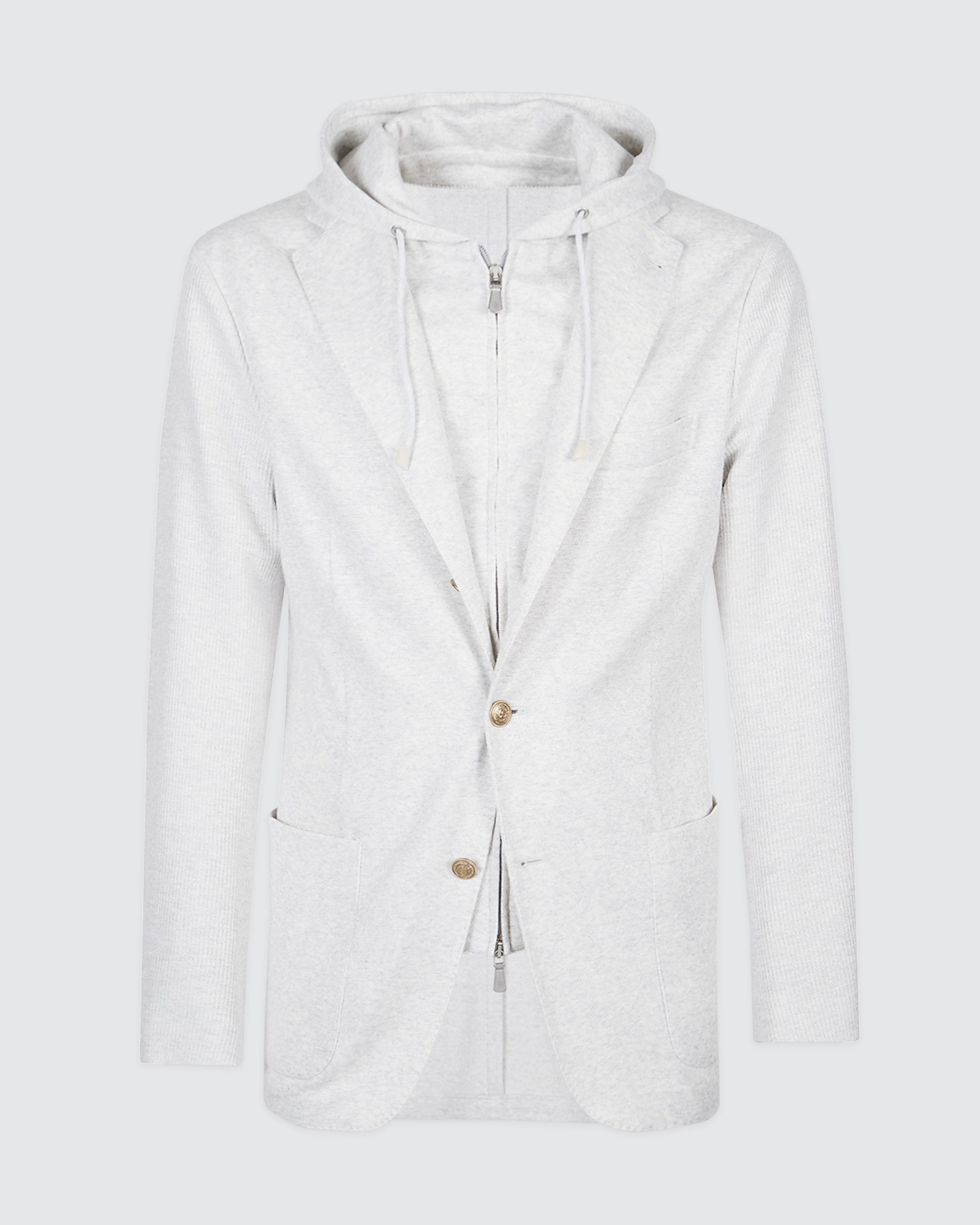 Men's Cotton Linen Bib Jacket with English Rib Stitch - 4