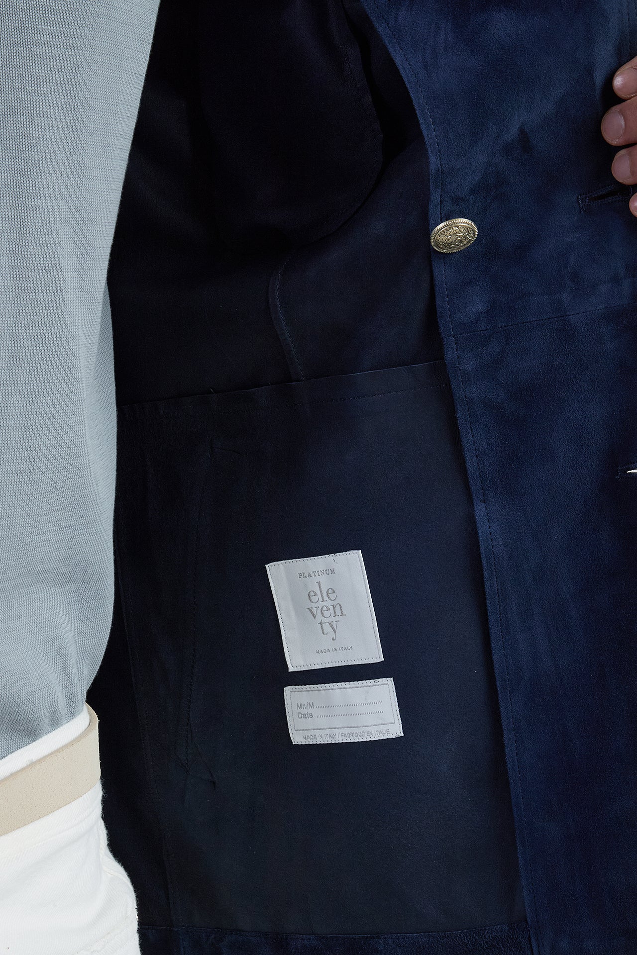 Men's Double-Breasted Suede Jacket in Nappa Finish
