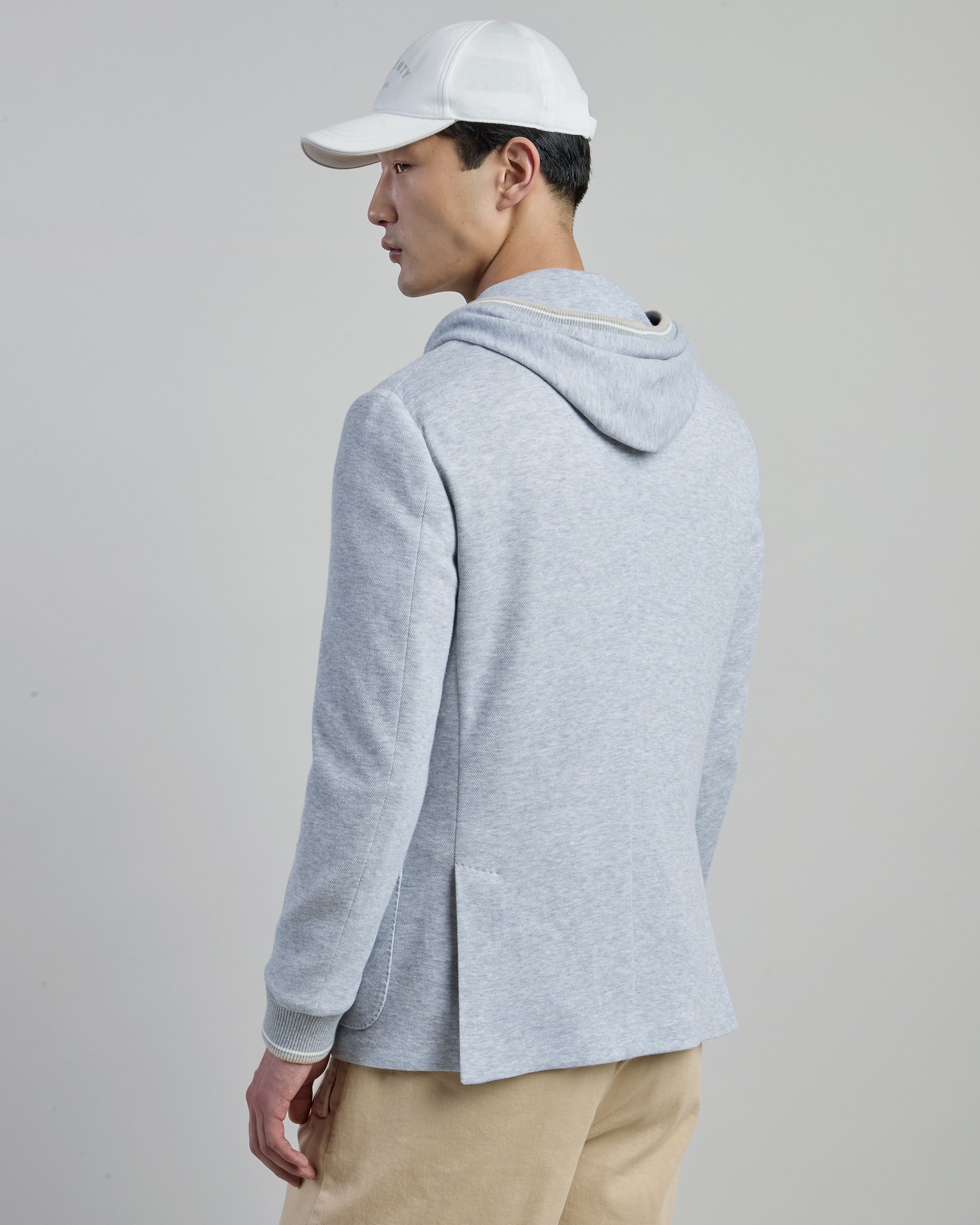 Men's Cotton Jersey Jacket with Detachable Hooded Bib - 2