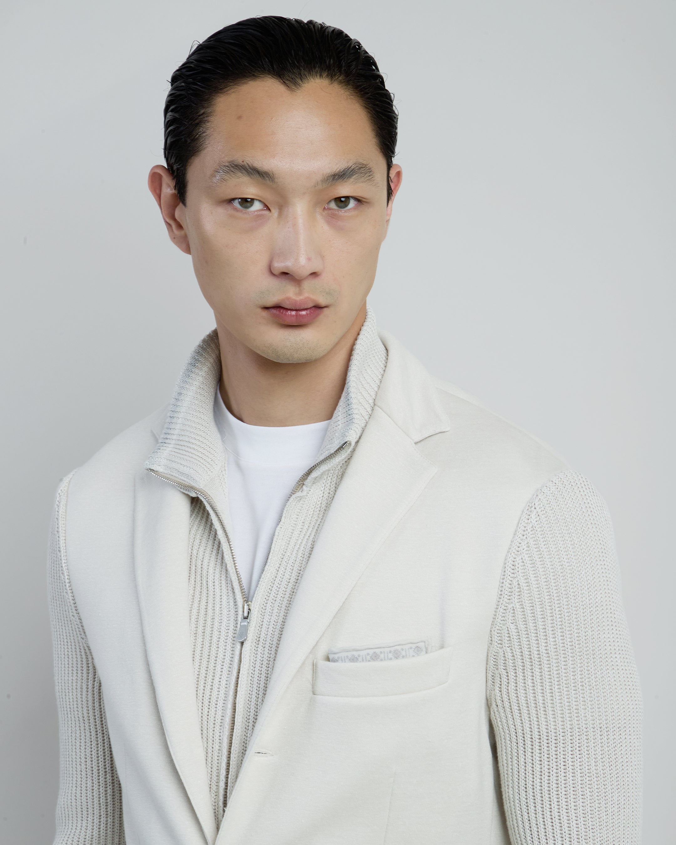 Men's Cotton Linen Single-Breasted Jacket with Bib