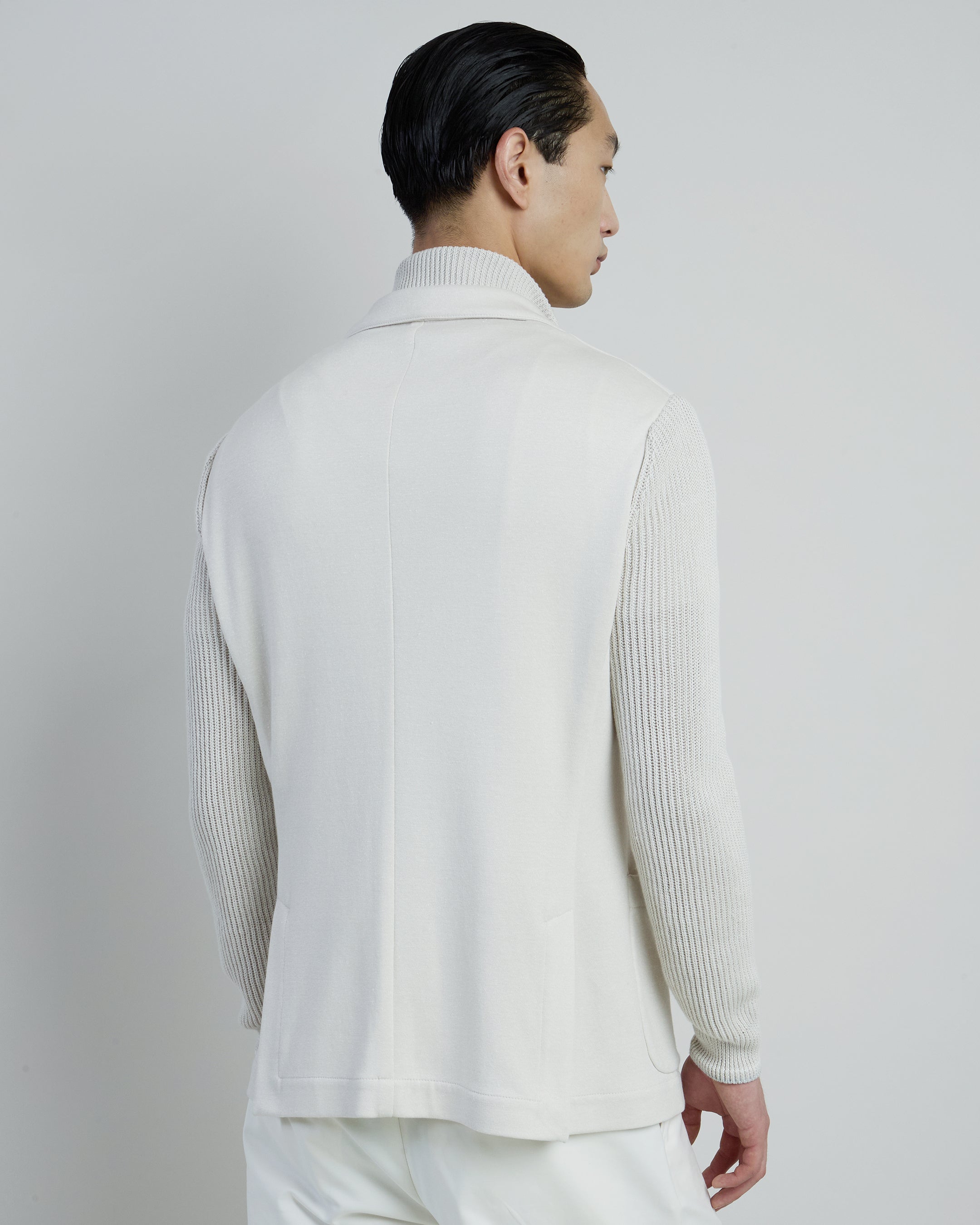 Men's Cotton Linen Single-Breasted Jacket with Bib - 2
