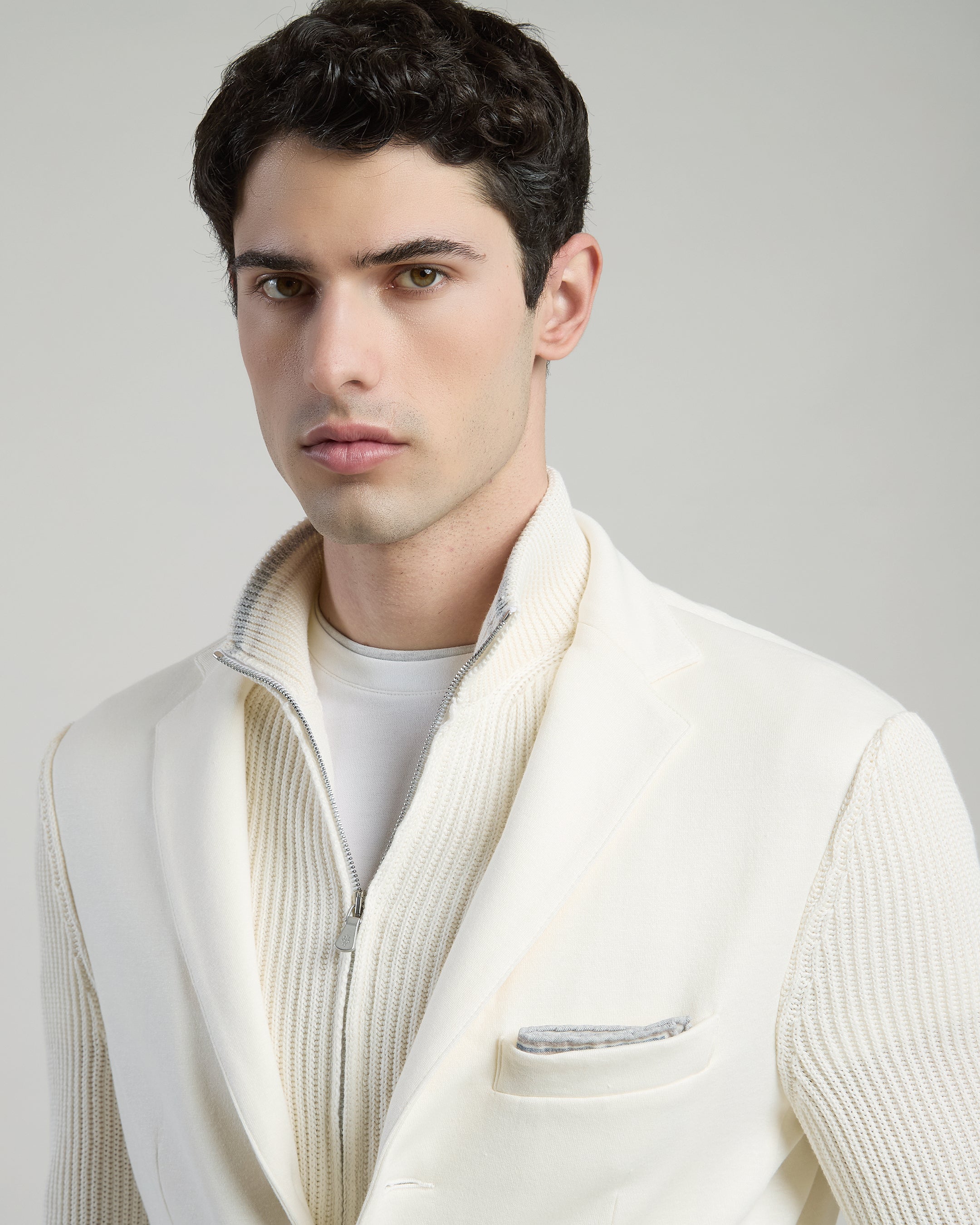 Men's Cotton Linen Jacket with Detachable Bib - 3