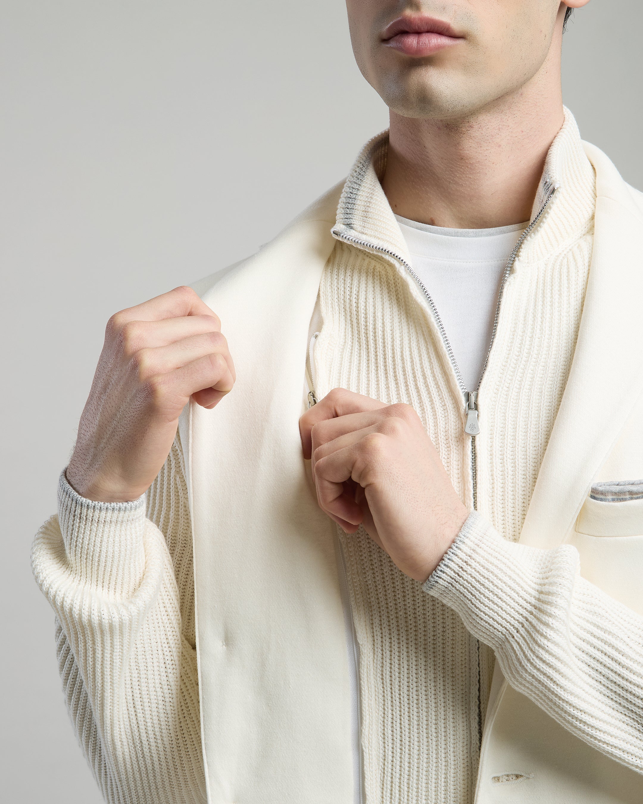 Men's Cotton Linen Jacket with Detachable Bib - 4
