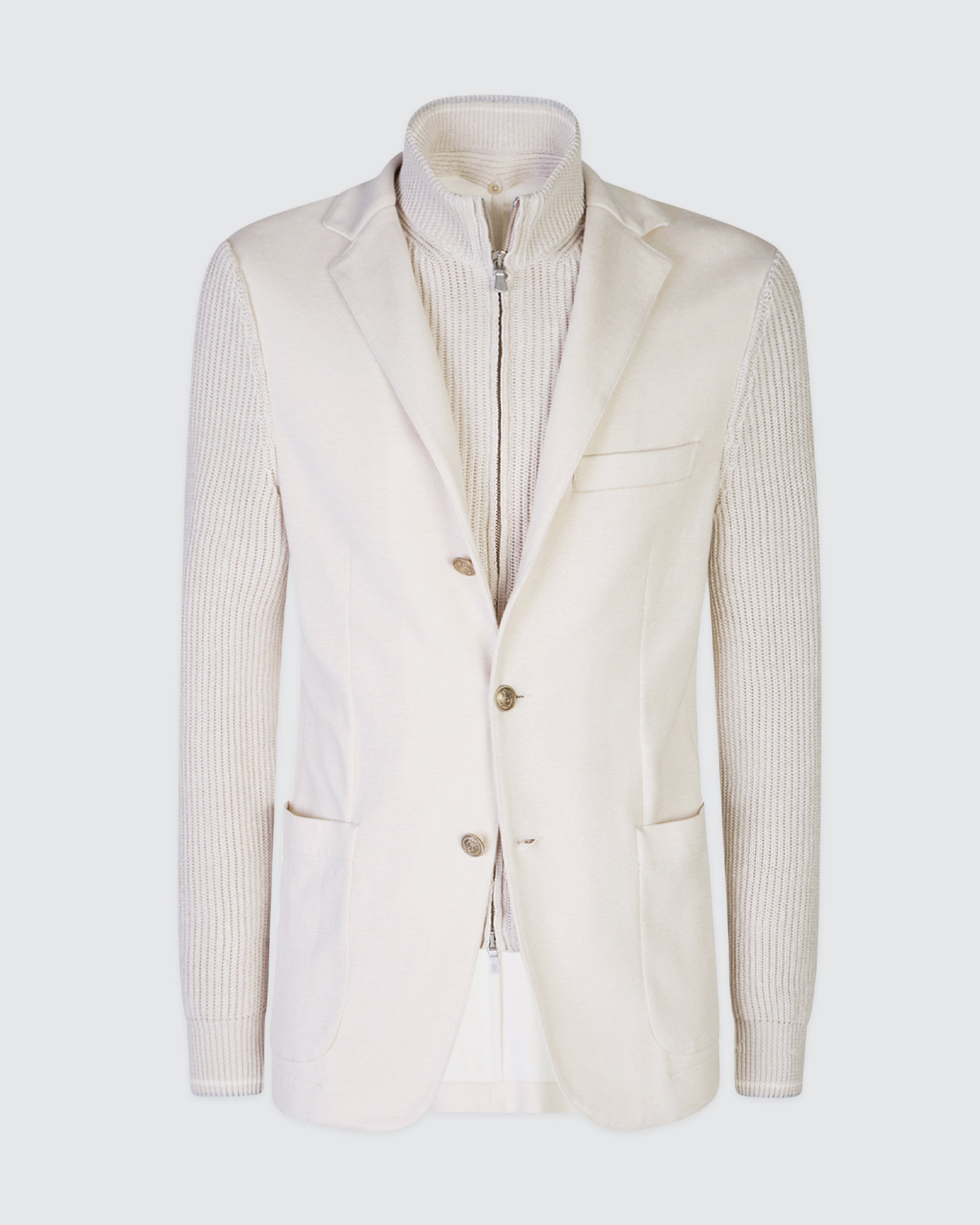 Men's Cotton Linen Jacket with Detachable Bib - 5