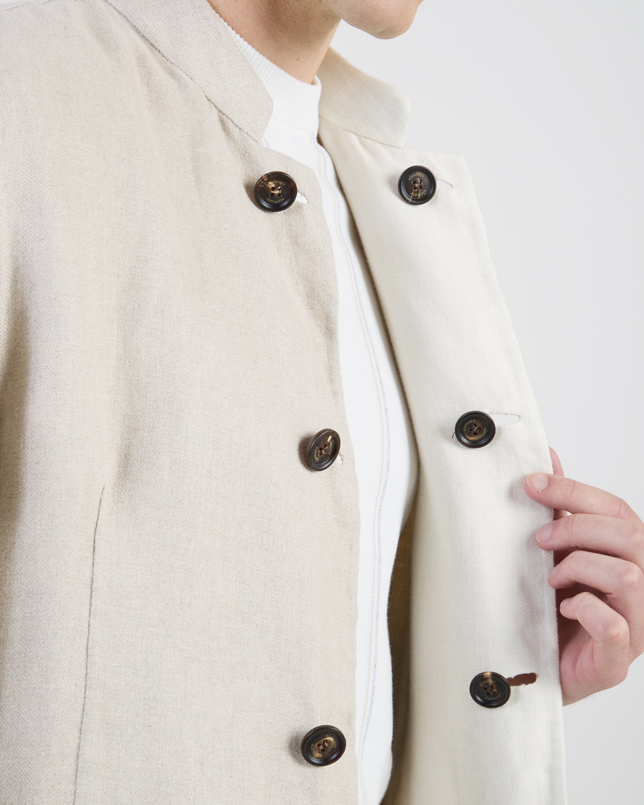 Men's Reversible Linen and Silk Jacket with Mao Collar - 3